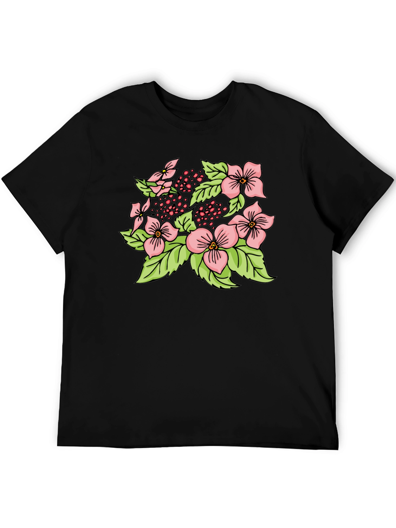 Floral Print Black T-Shirt