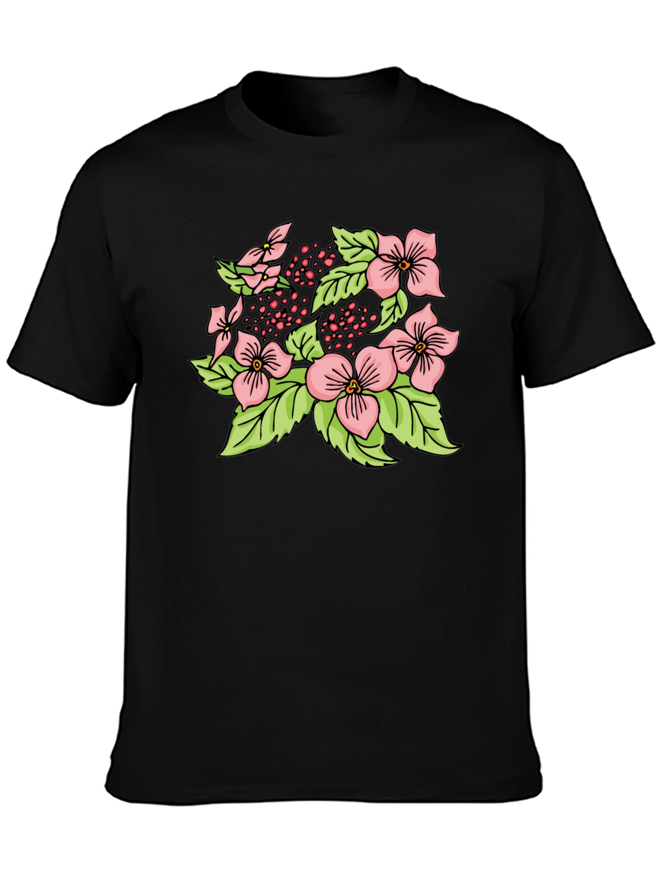 Floral Print Black T-Shirt