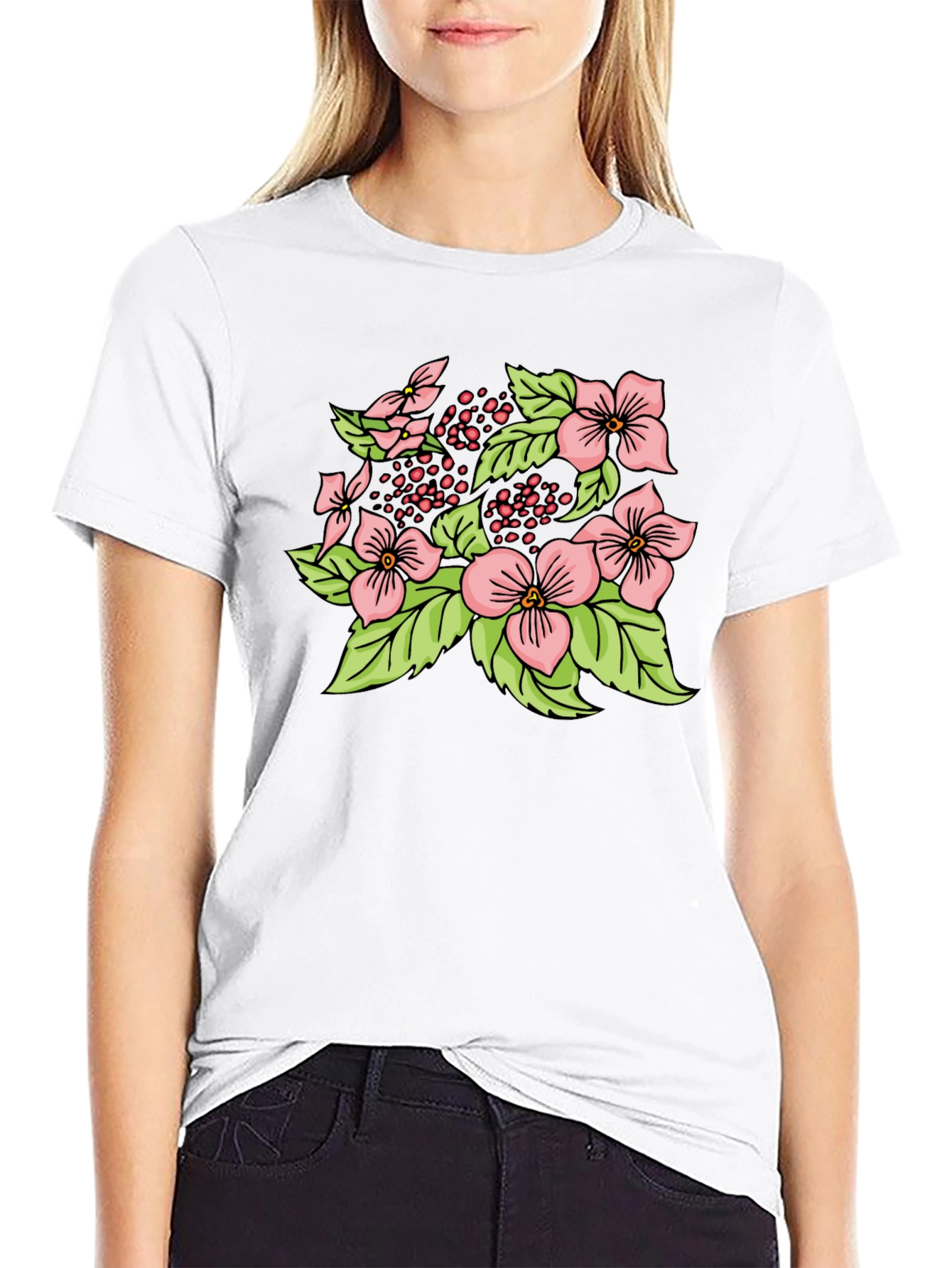 Floral Print Black T-Shirt