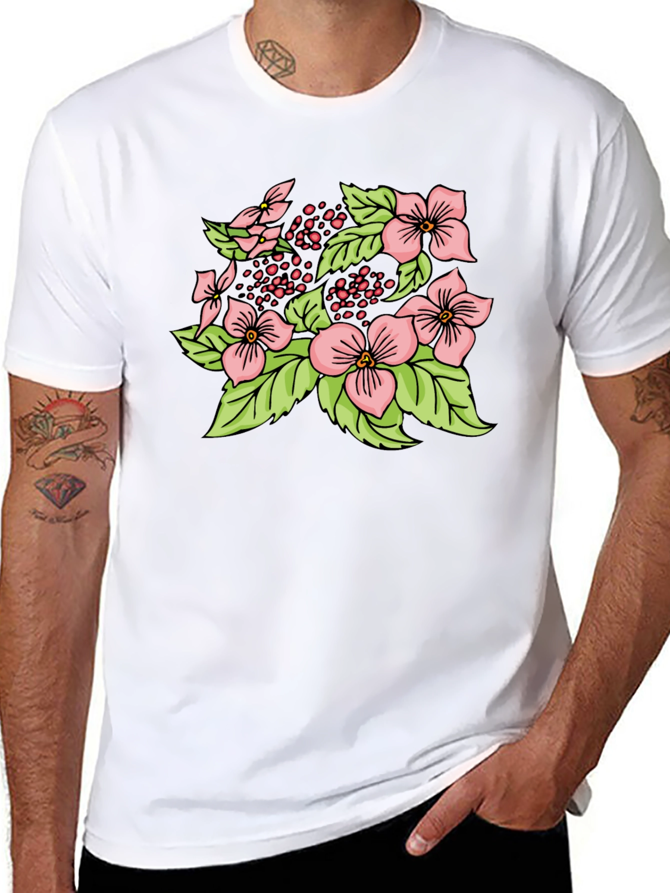 Floral Print Black T-Shirt