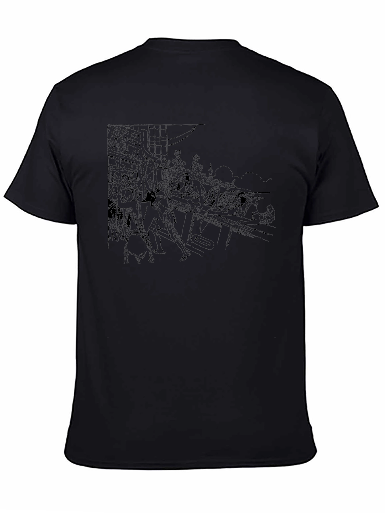 Line Art Print Black Tee