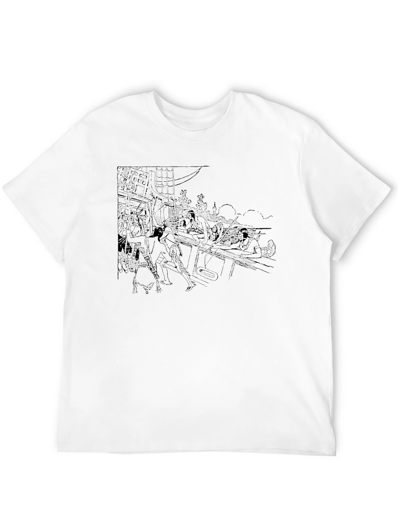 Line Art Print Black Tee