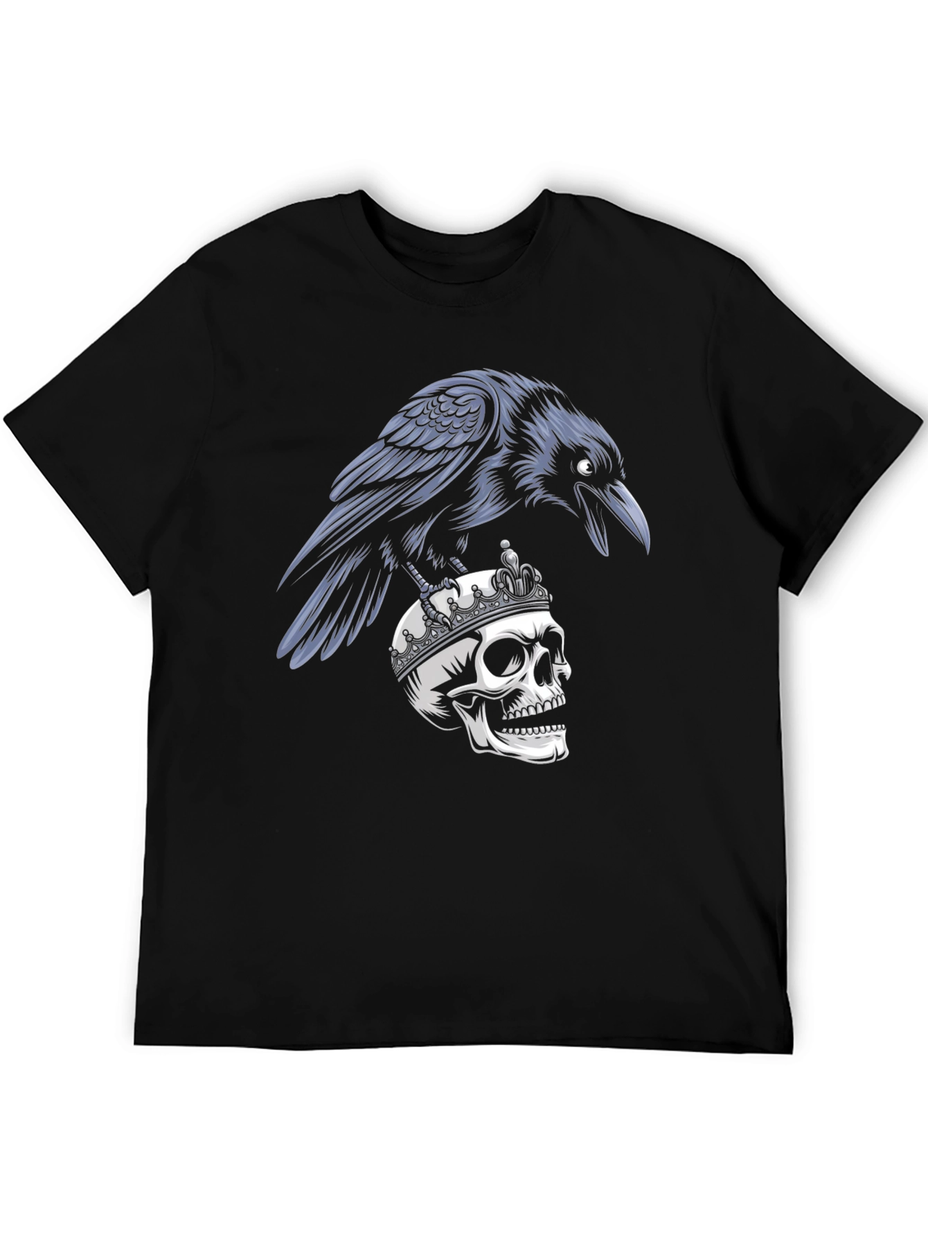 Raven on Skull T-Shirt - Gothic Style Black Tee