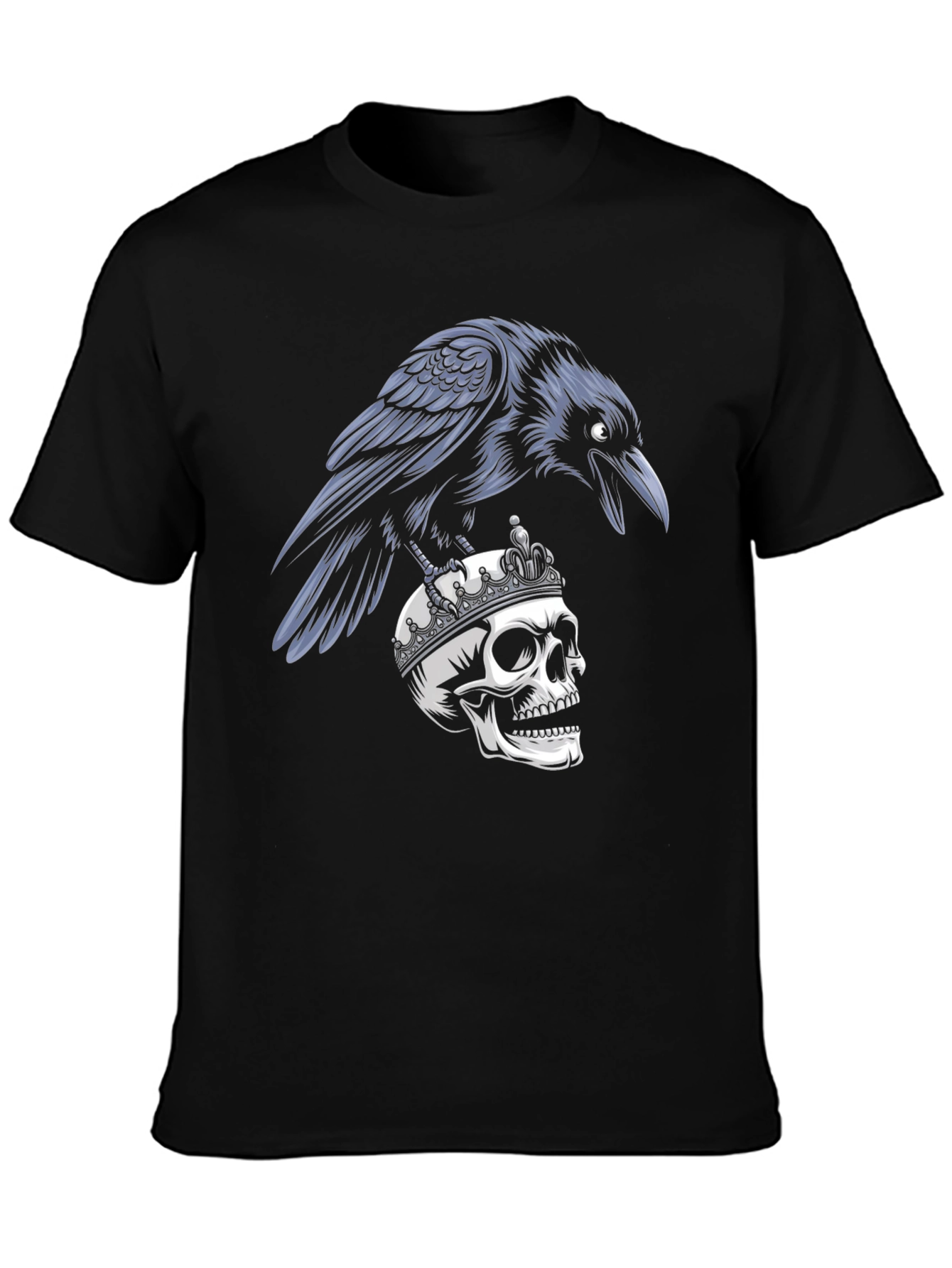 Raven on Skull T-Shirt - Gothic Style Black Tee