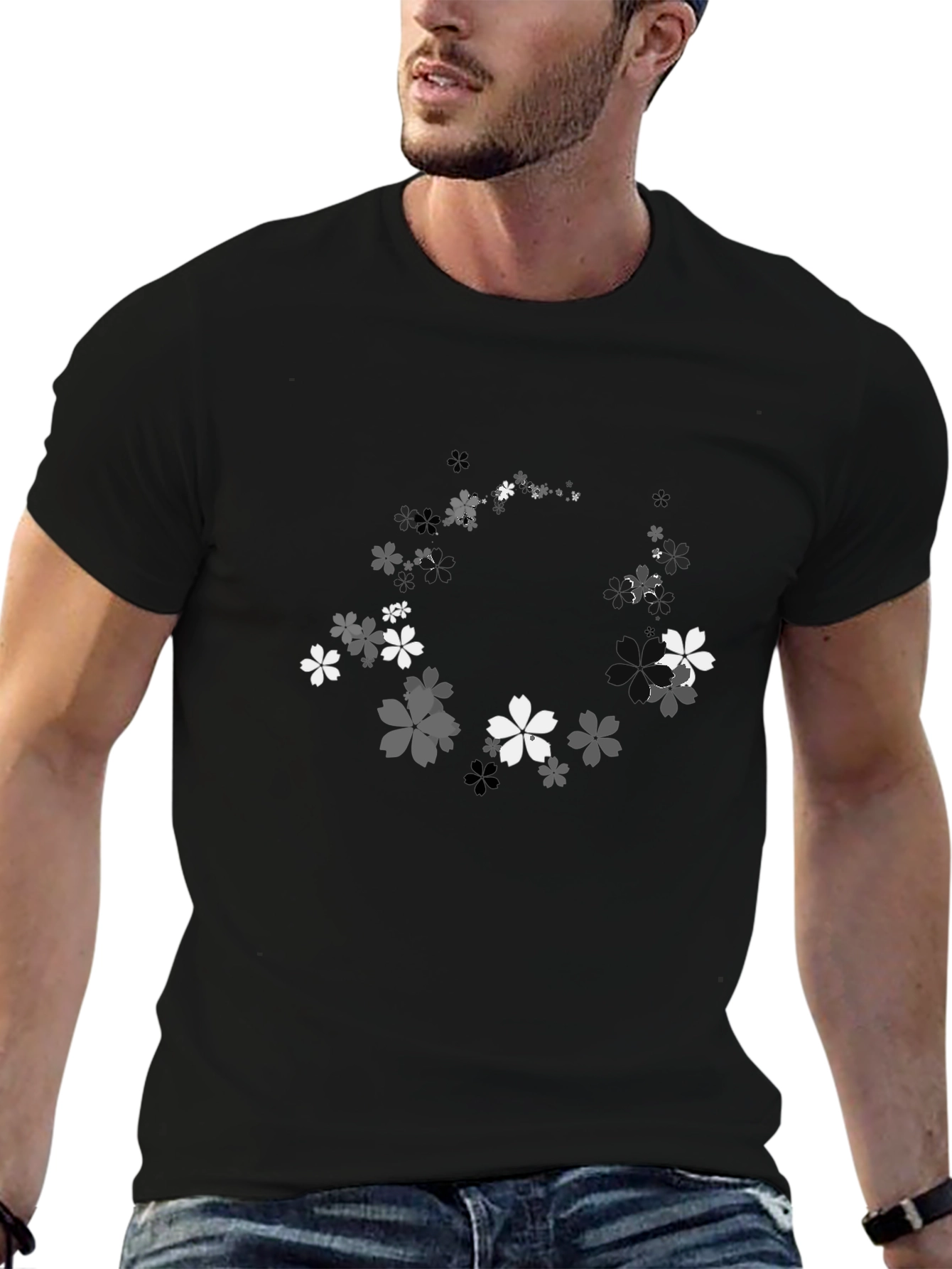 Cherry Blossom Graphic Black T-Shirt