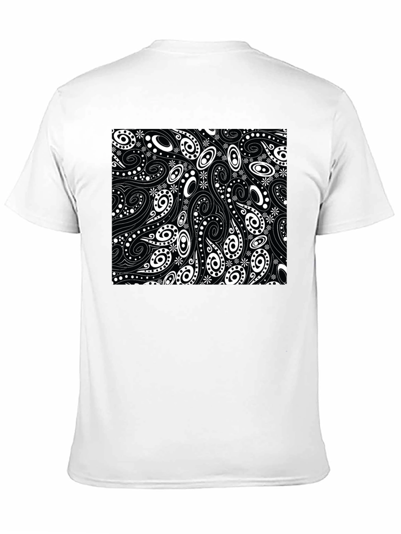 Black T-Shirt with Swirl & Paisley Design