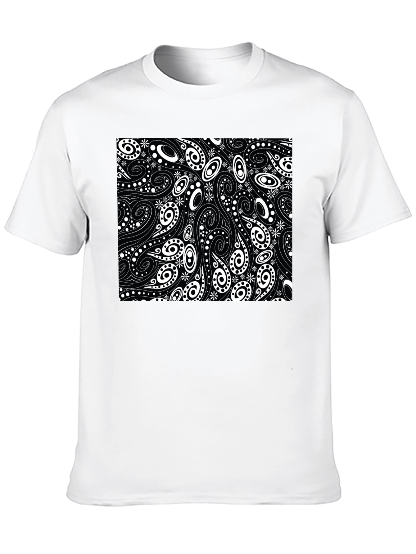 Black T-Shirt with Swirl & Paisley Design