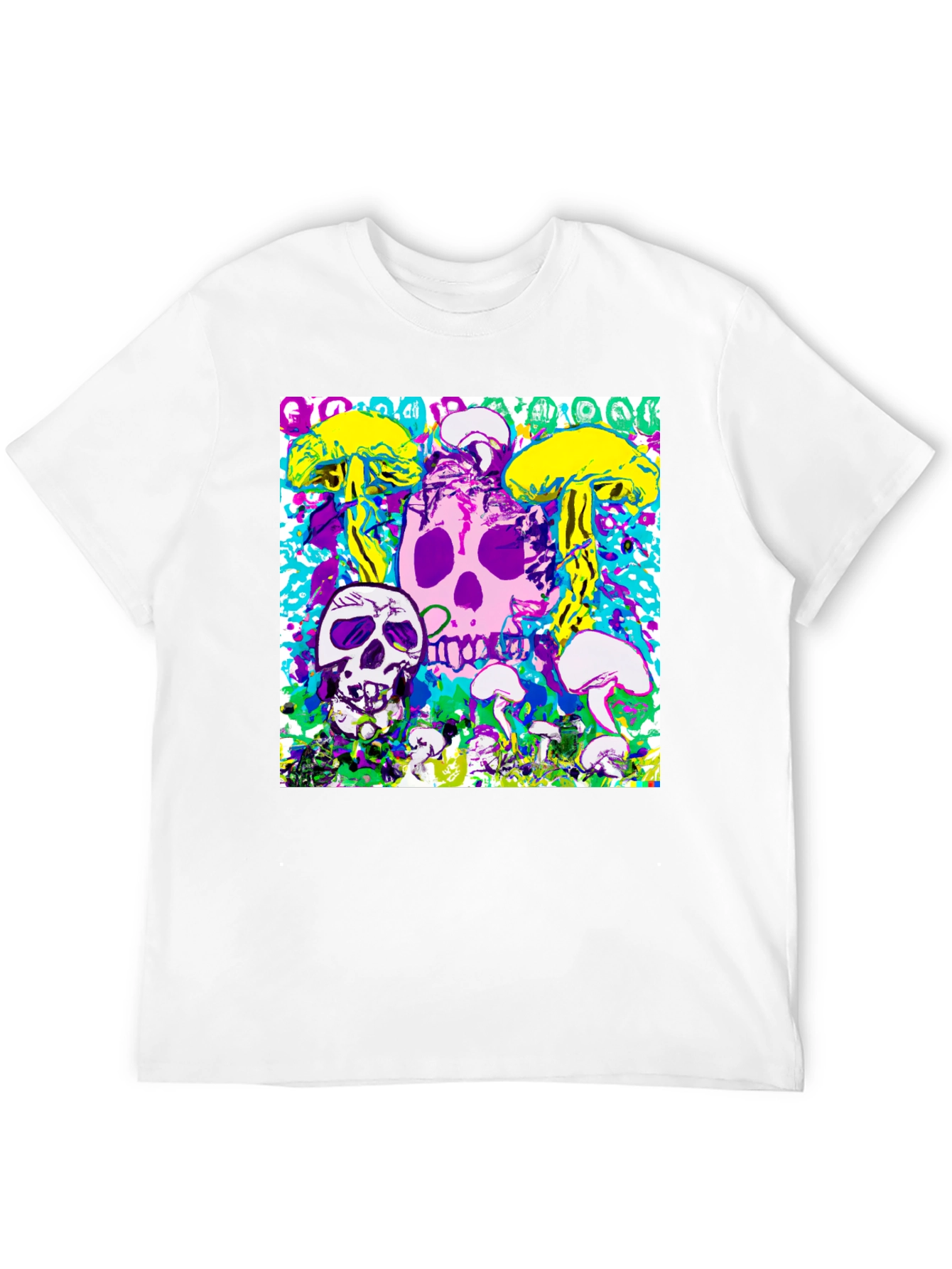 Psychedelic Skull & Mushroom Graphic Tee