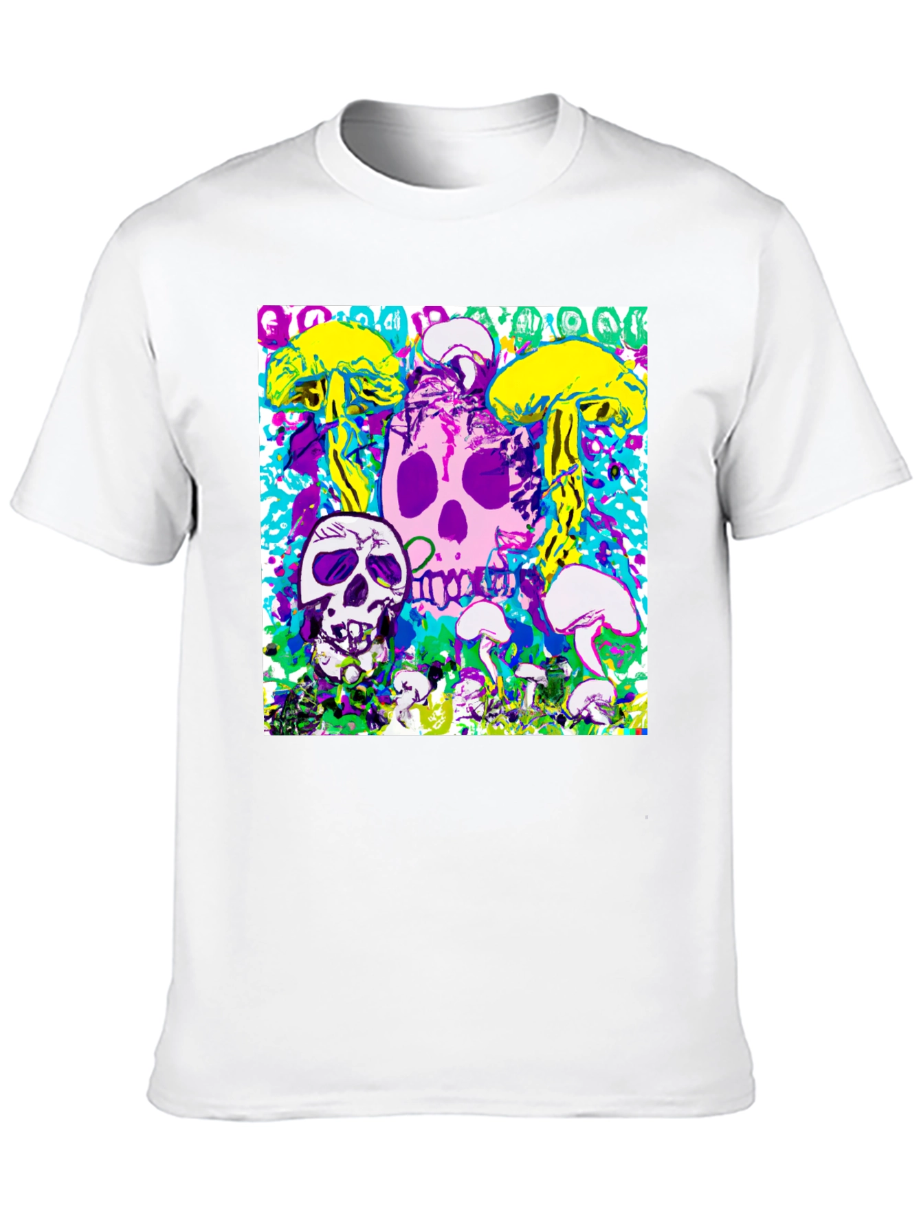 Psychedelic Skull & Mushroom Graphic Tee