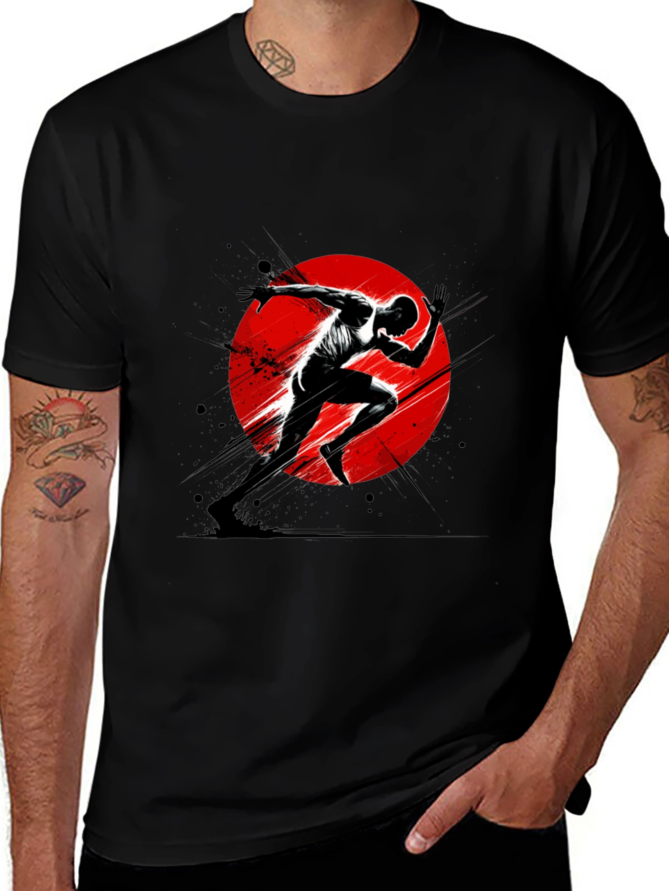 Runner Graphic Tee - Black Athletic T-Shirt