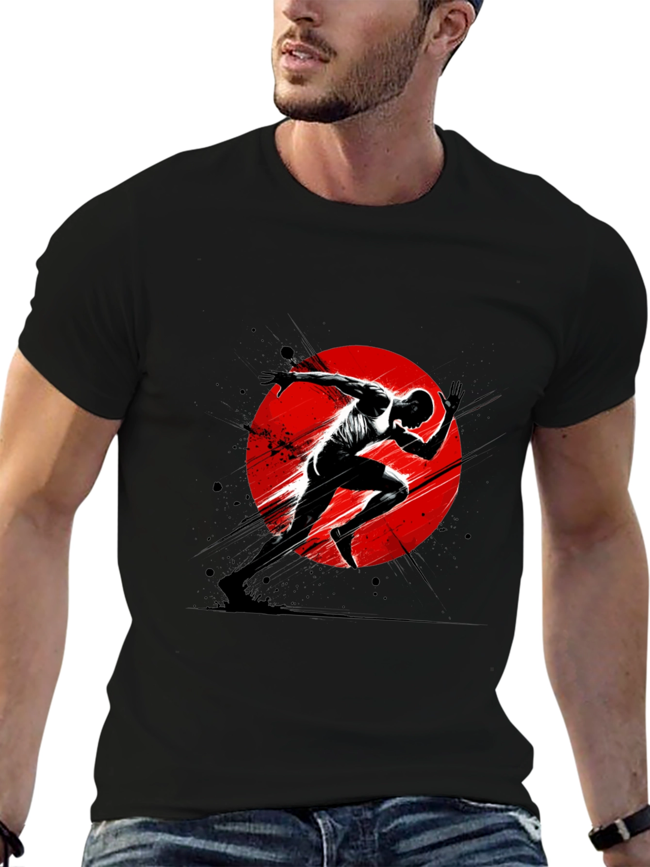 Runner Graphic Tee - Black Athletic T-Shirt