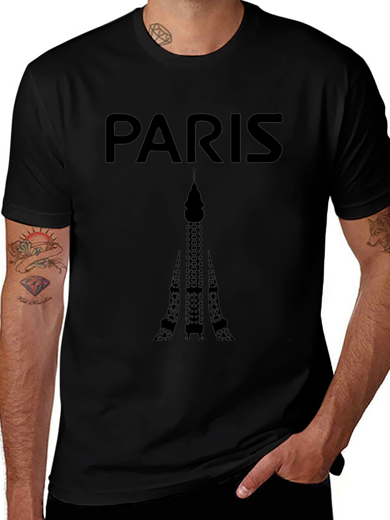 Paris Eiffel Tower Black T-Shirt