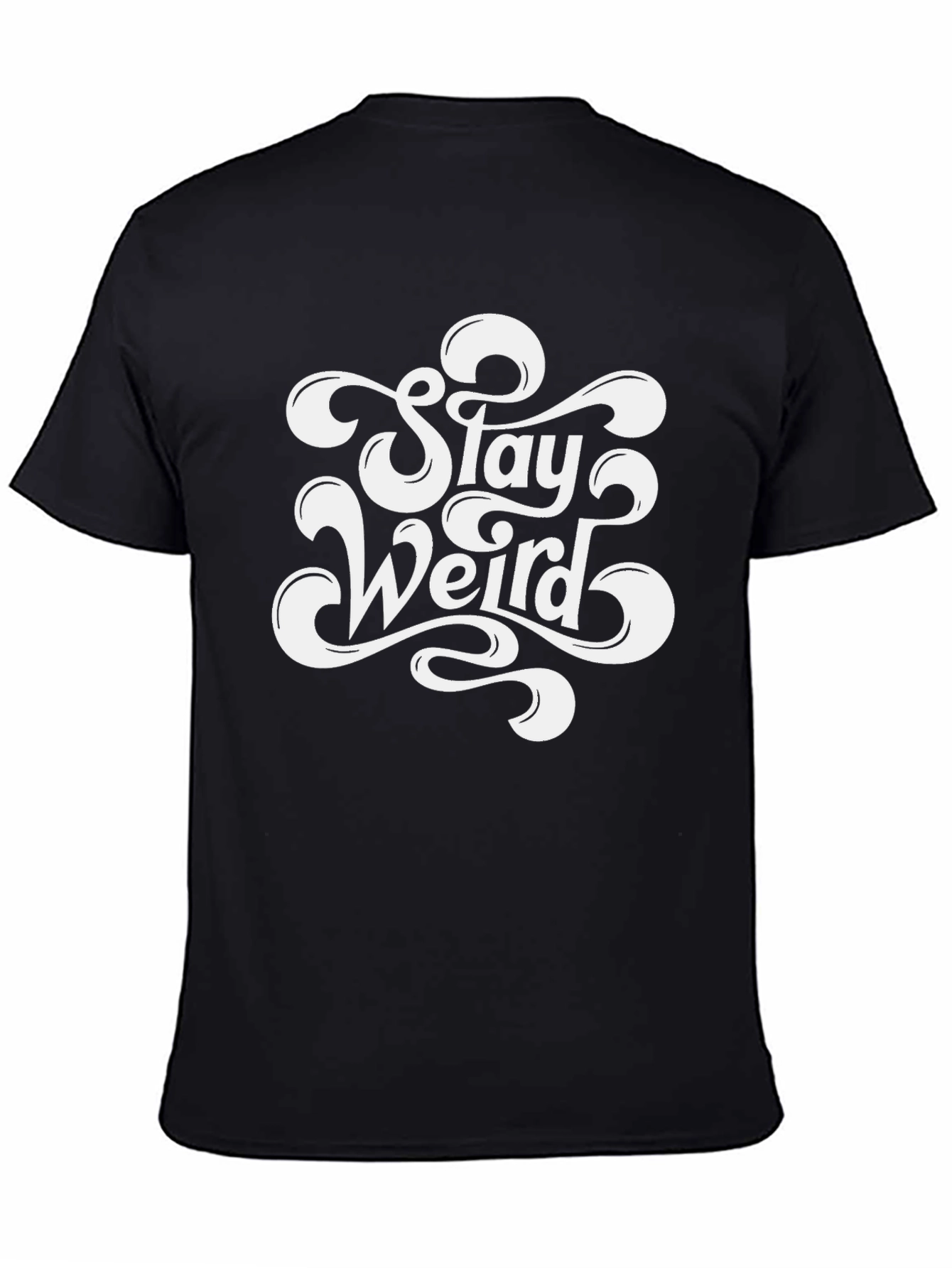 Stay Weird Black Cotton Graphic Tee