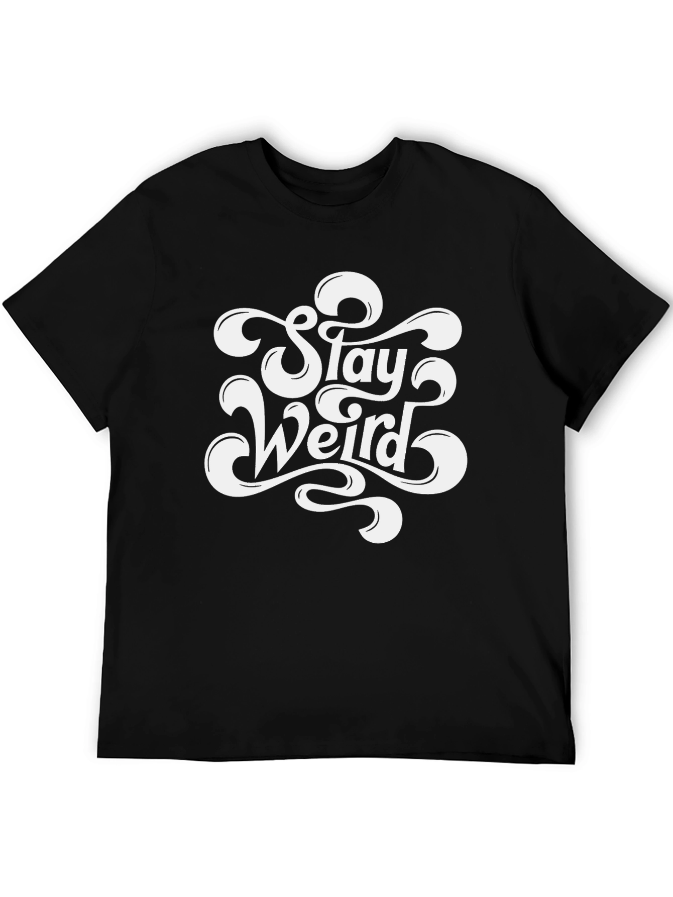 Stay Weird Black Cotton Graphic Tee
