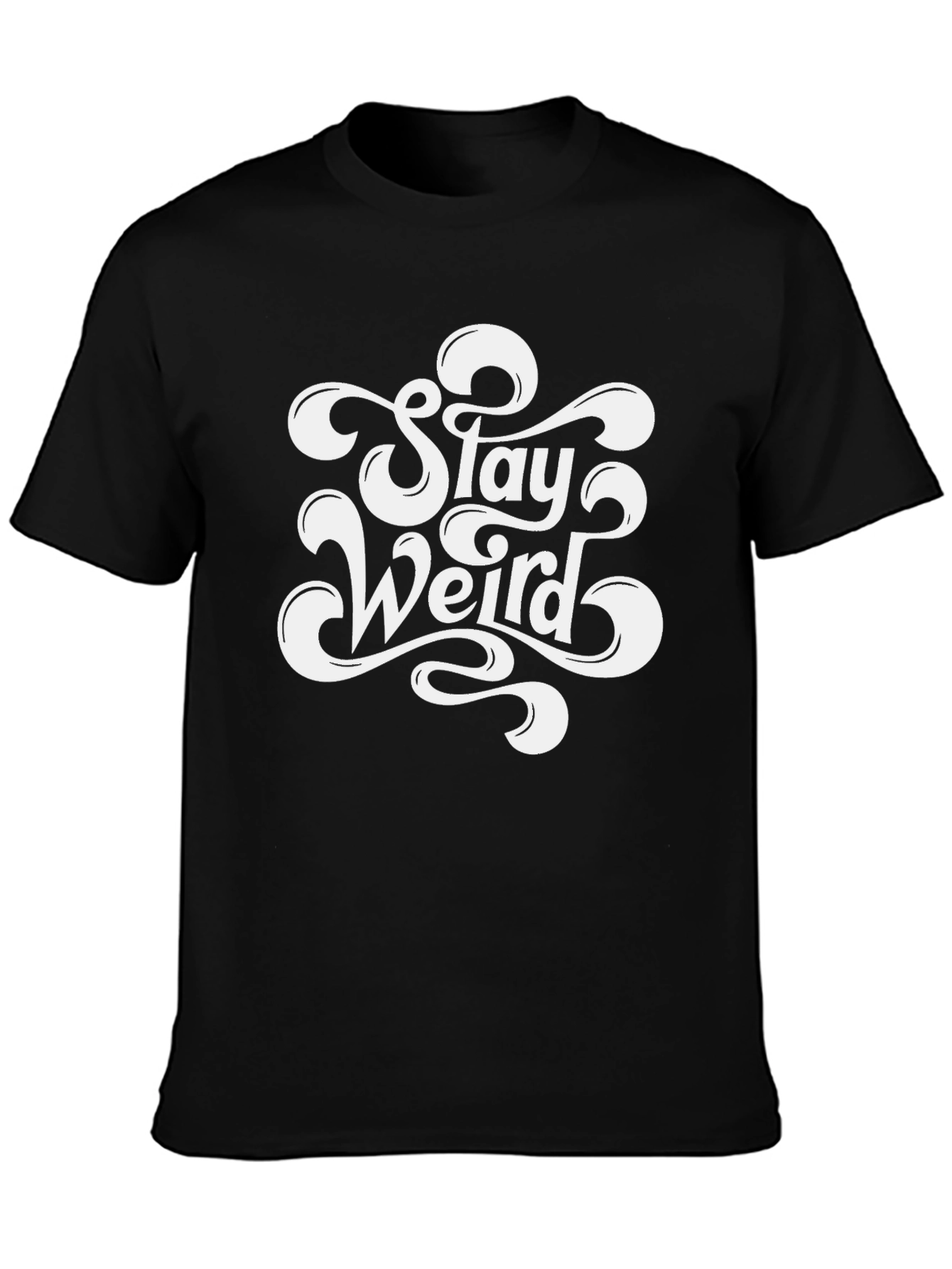 Stay Weird Black Cotton Graphic Tee