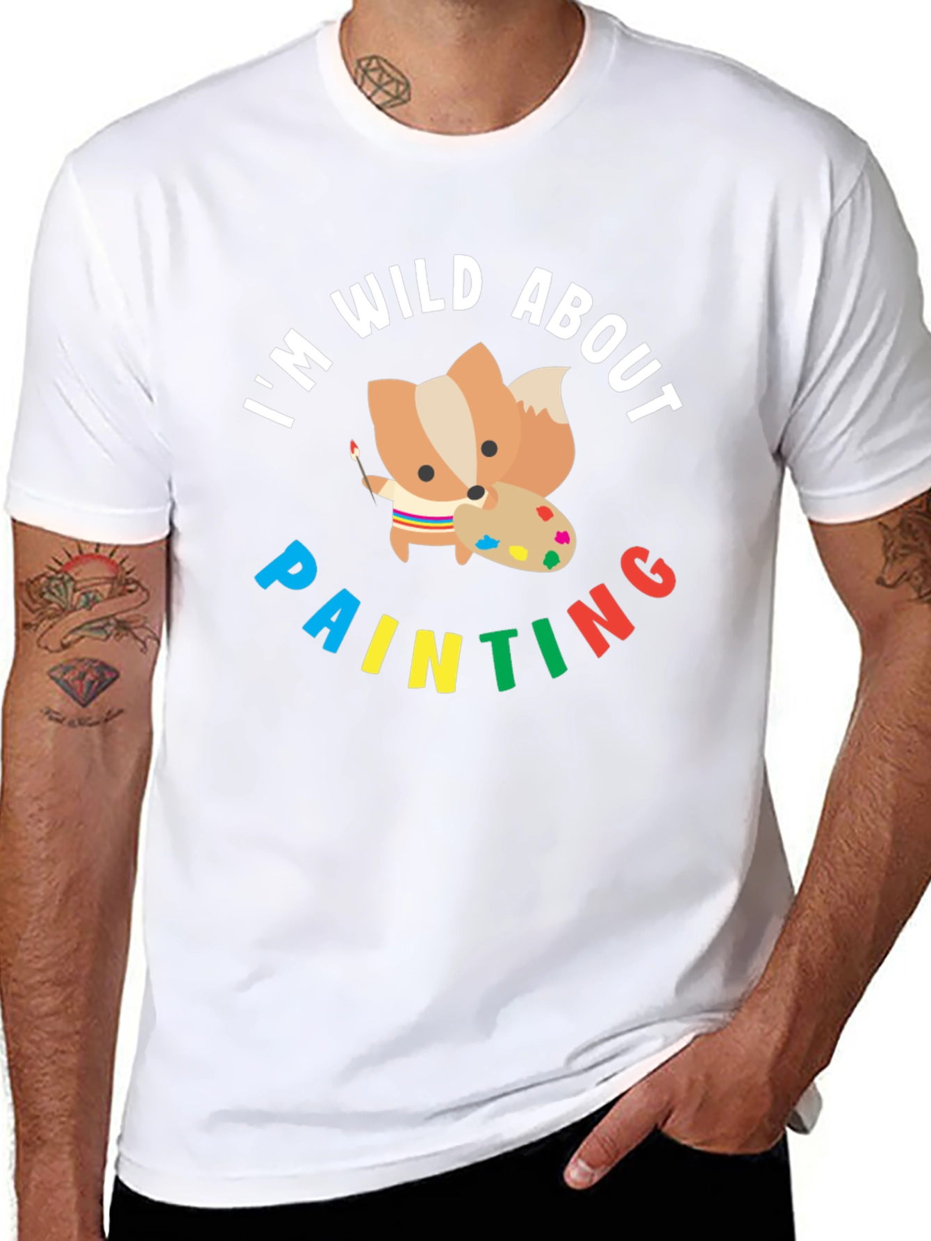 Wild About Painting T-Shirt - Cute Fox Artist Tee
