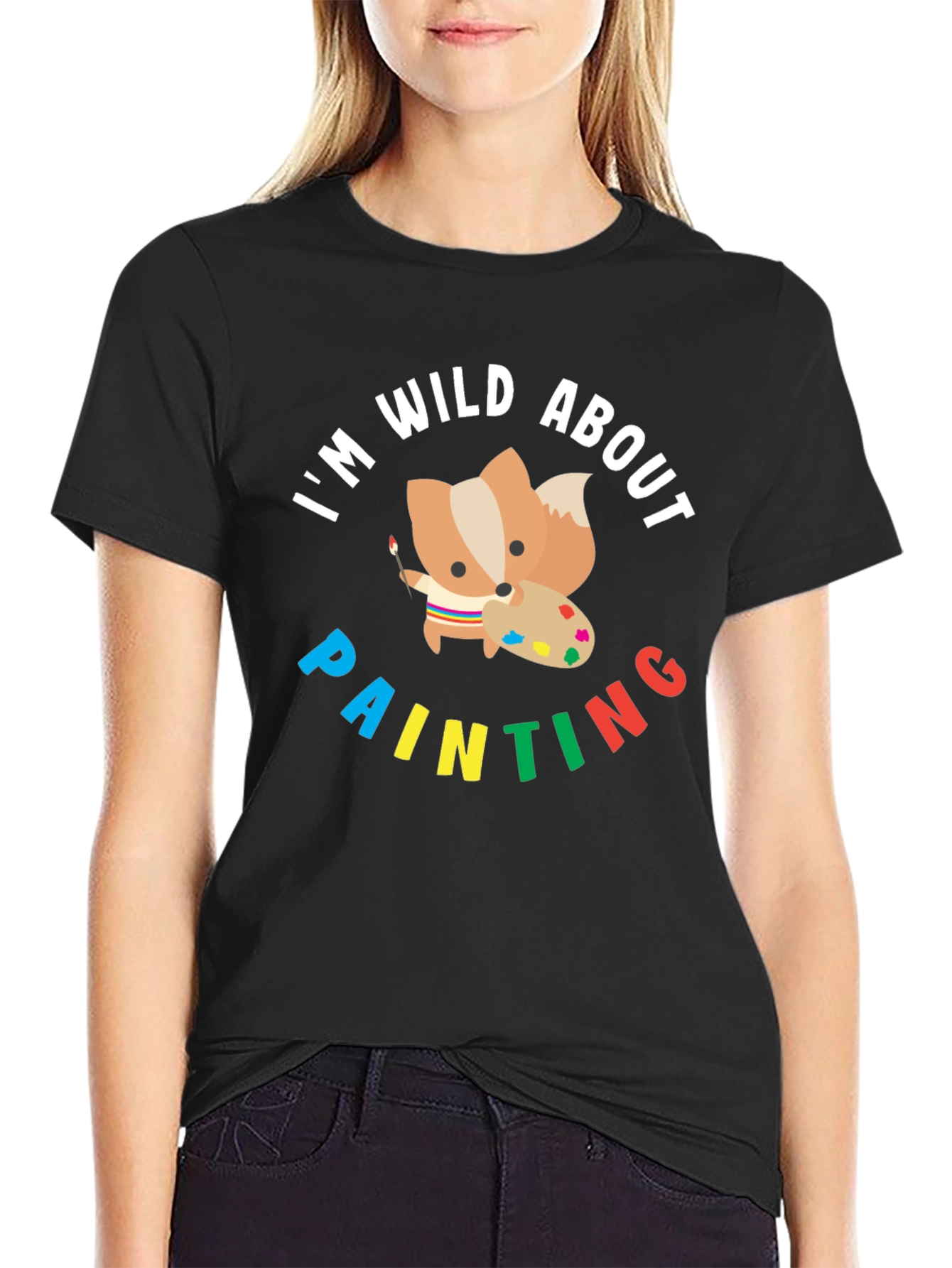 Wild About Painting T-Shirt - Cute Fox Artist Tee