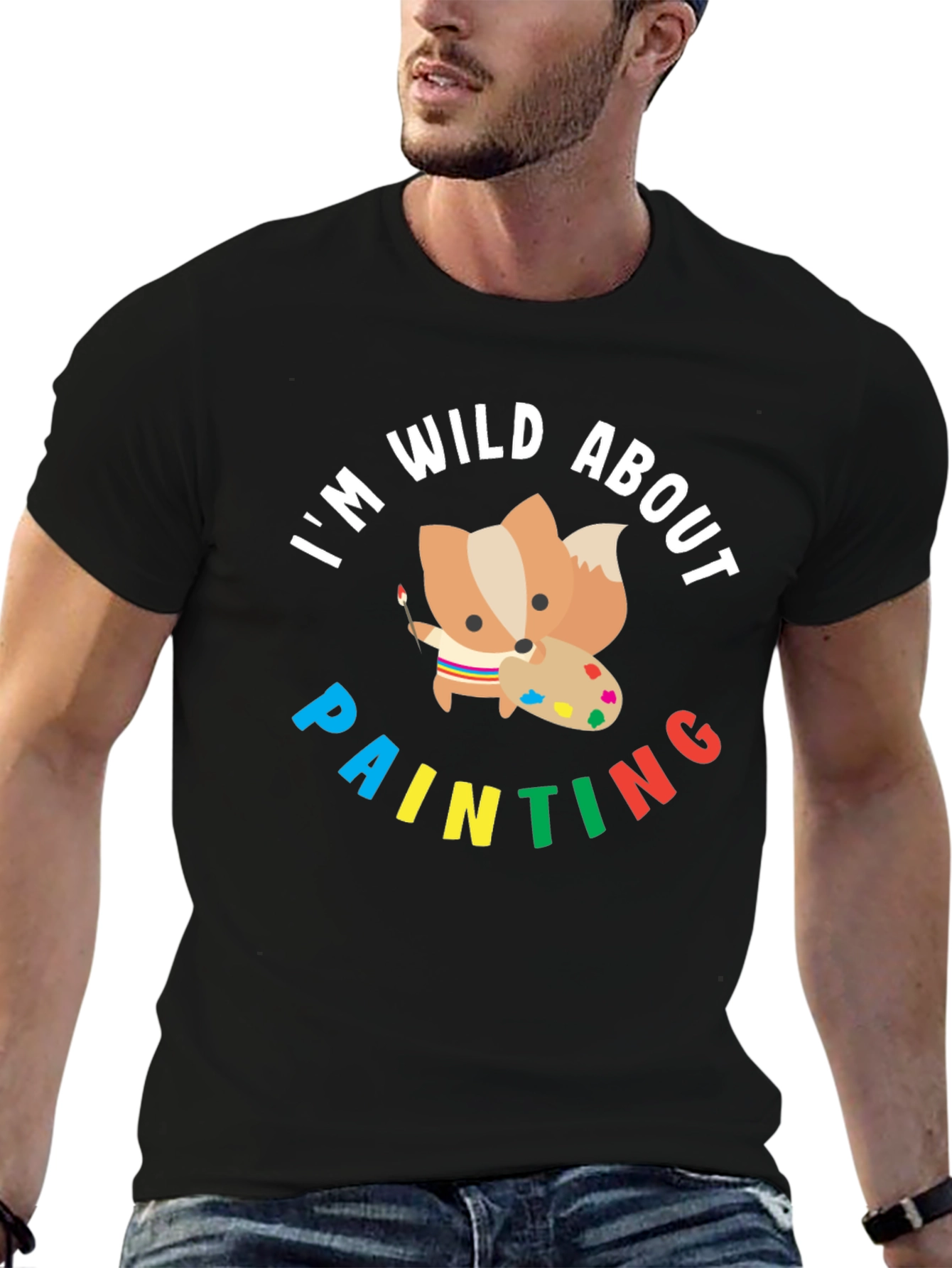 Wild About Painting T-Shirt - Cute Fox Artist Tee