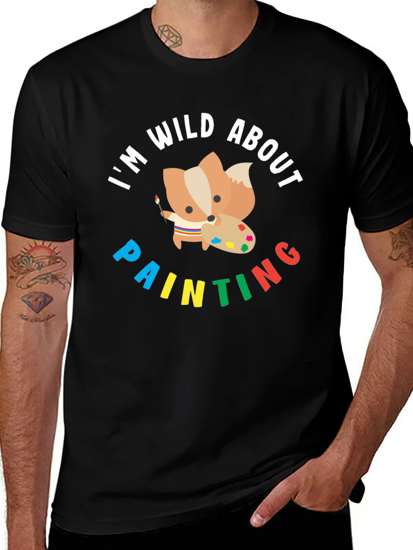 Wild About Painting T-Shirt - Cute Fox Artist Tee