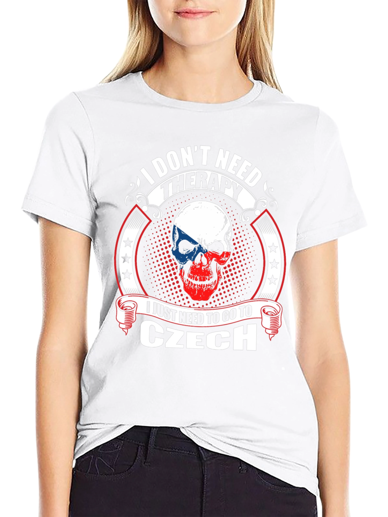 Czech Republic Skull T-Shirt - I Dont Need Therapy