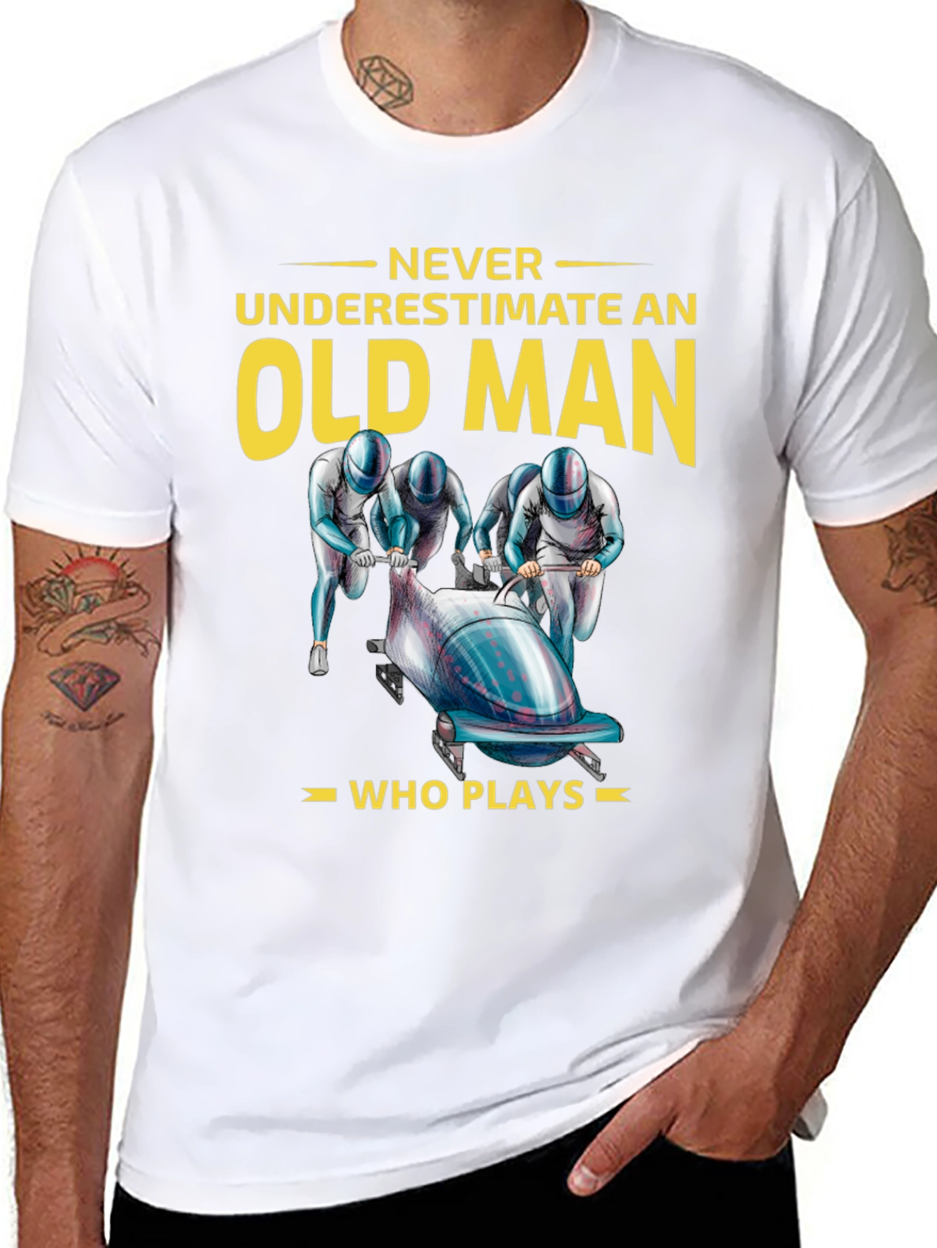 Never Underestimate an Old Man Bobsled T-Shirt