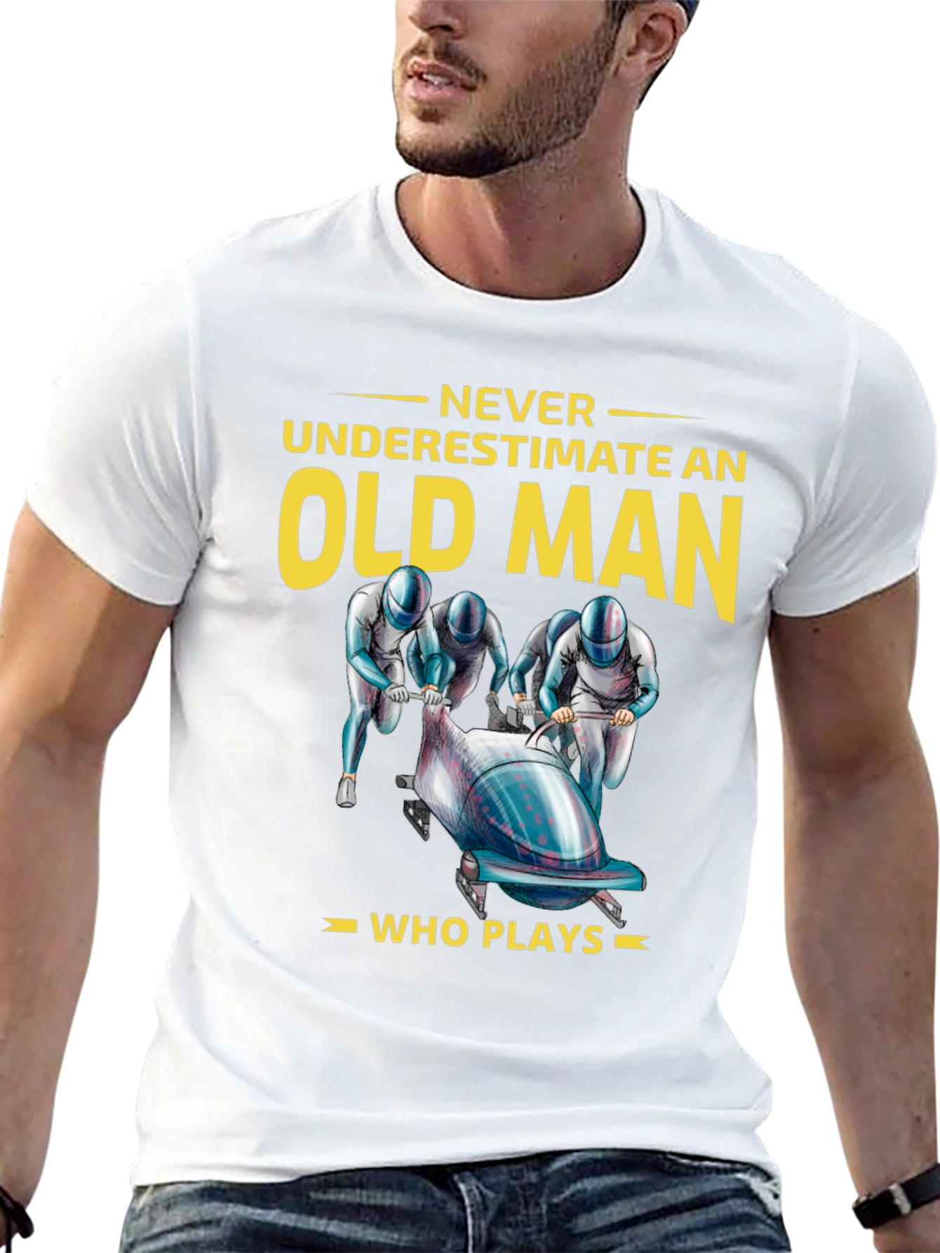 Never Underestimate an Old Man Bobsled T-Shirt