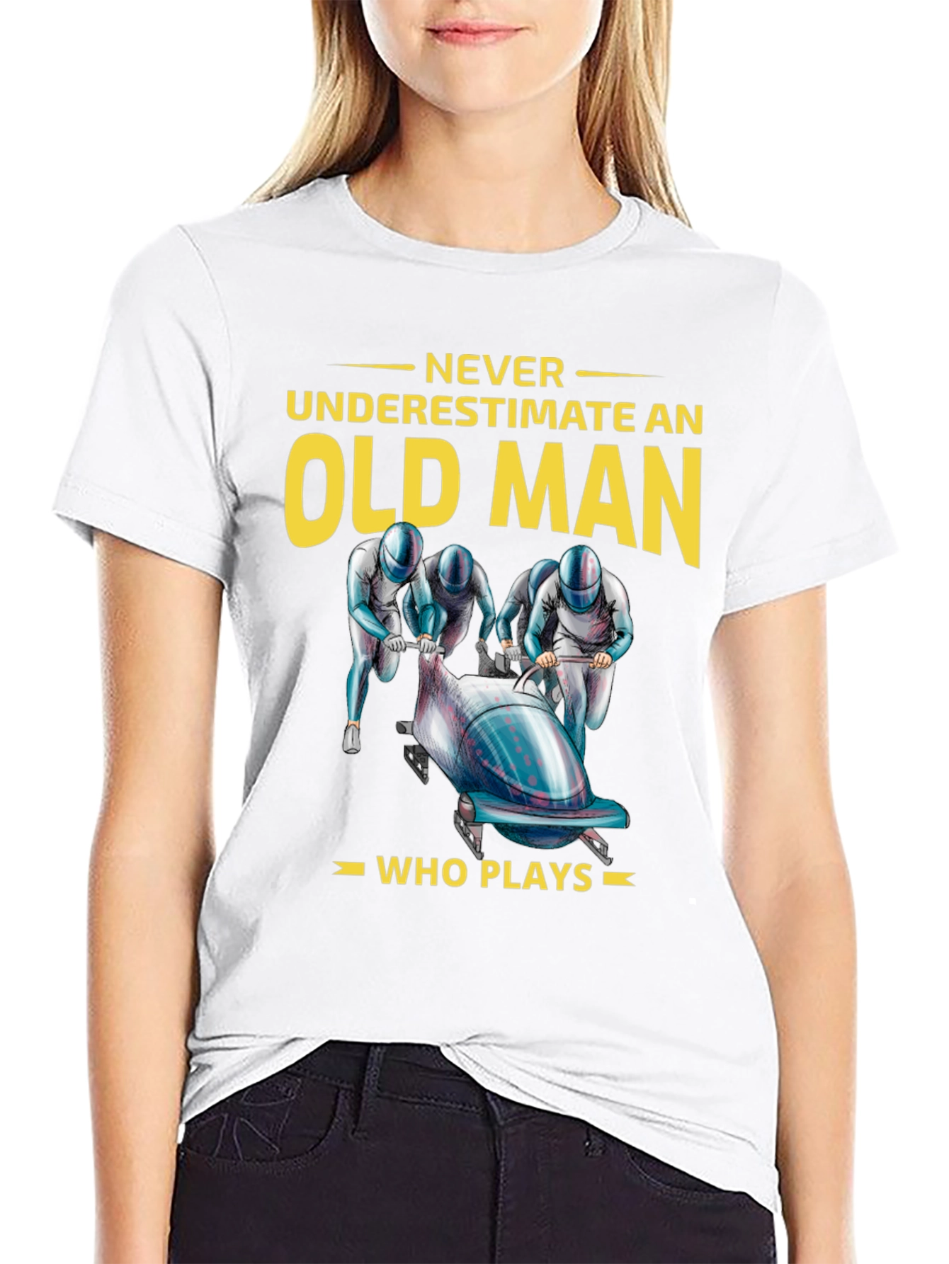 Never Underestimate an Old Man Bobsled T-Shirt