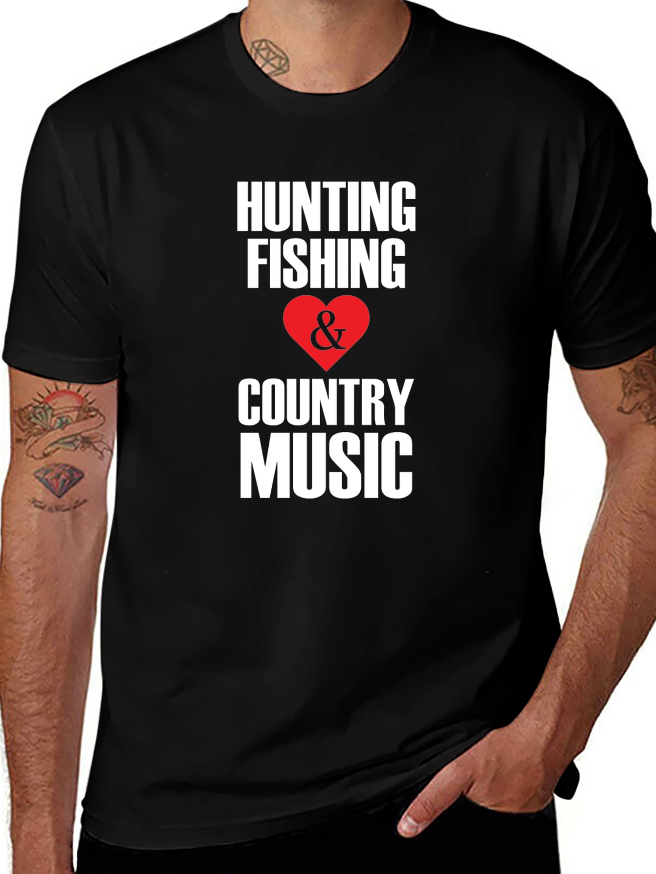 Hunting Fishing & Country Music Graphic T-Shirt