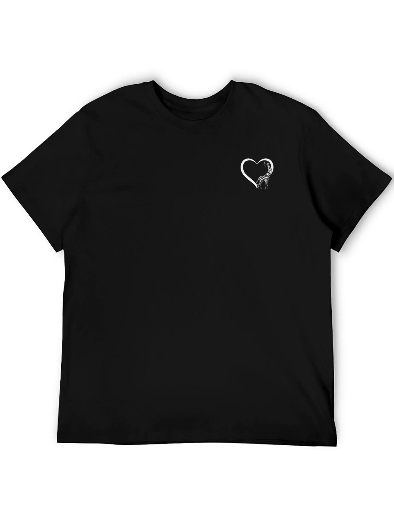 Mens Black Giraffe Heart Graphic Tee