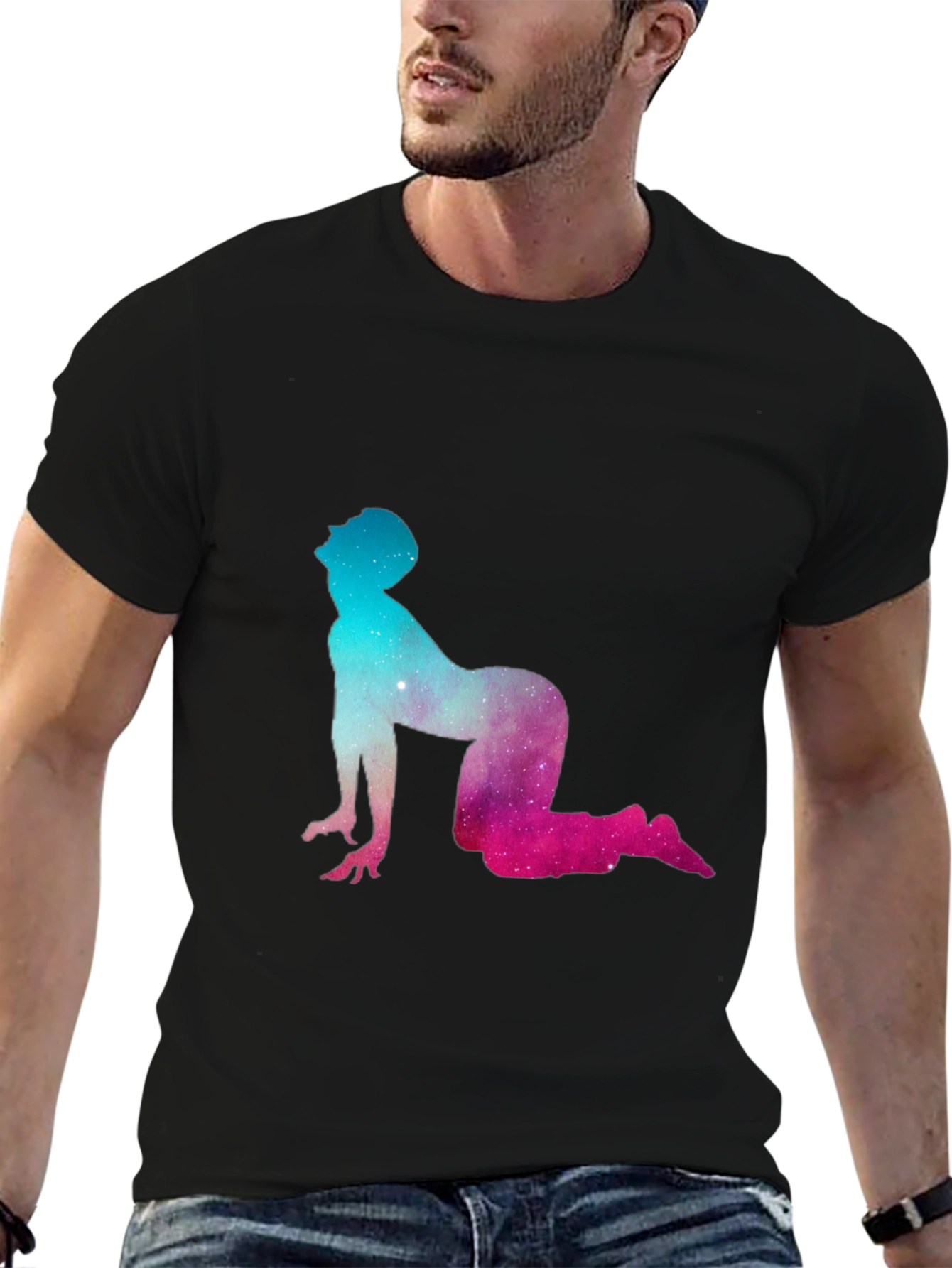 Cosmic Yoga Pose Black Tee