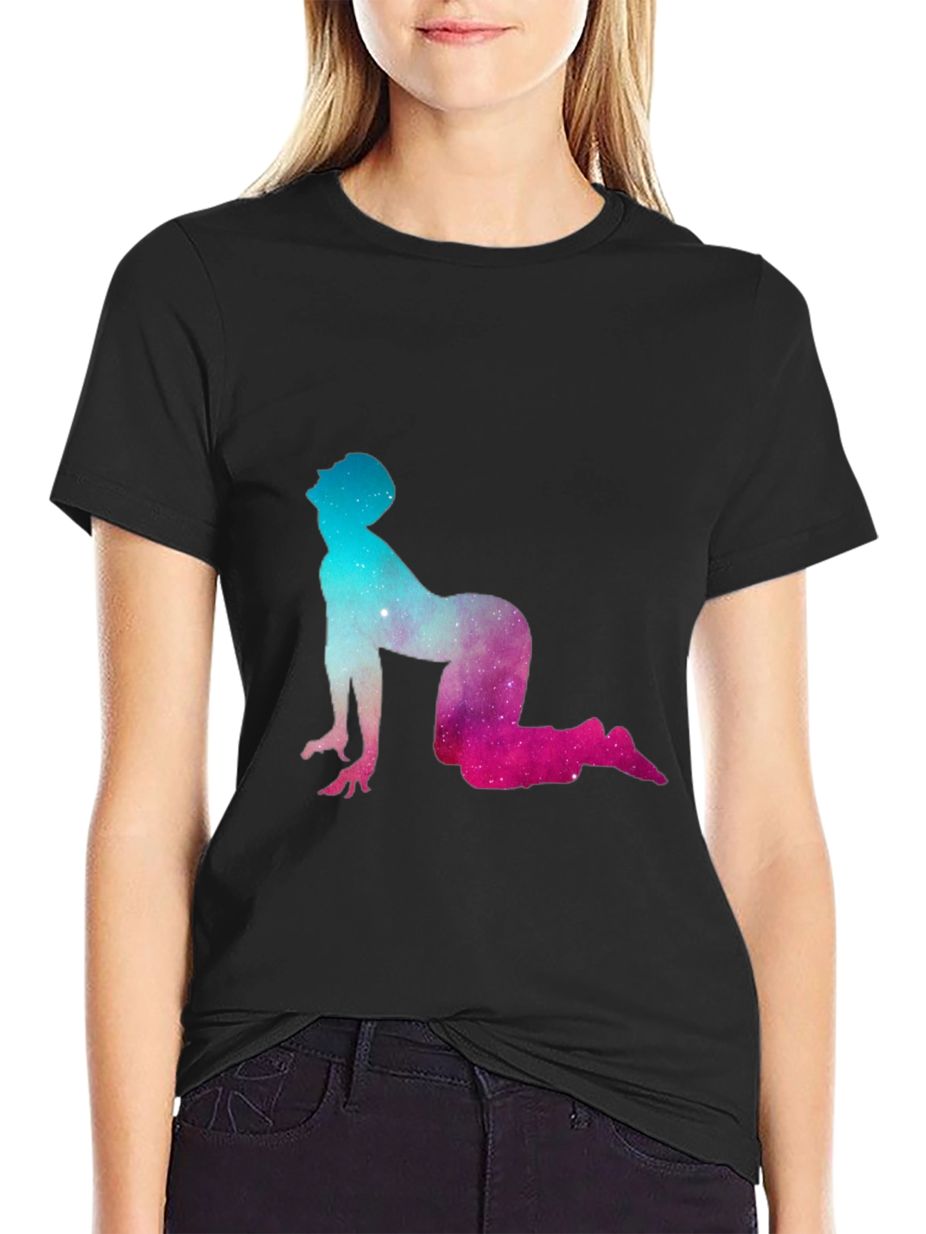 Cosmic Yoga Pose Black Tee