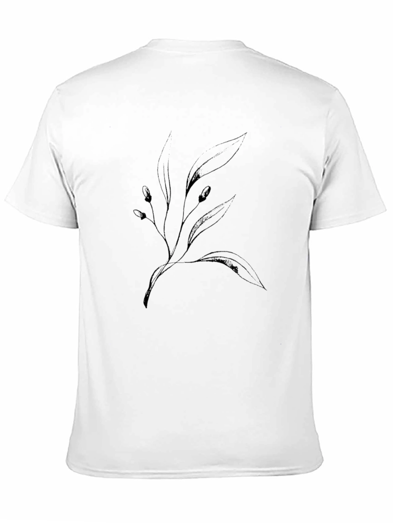 Mens Black Botanical Graphic Tee