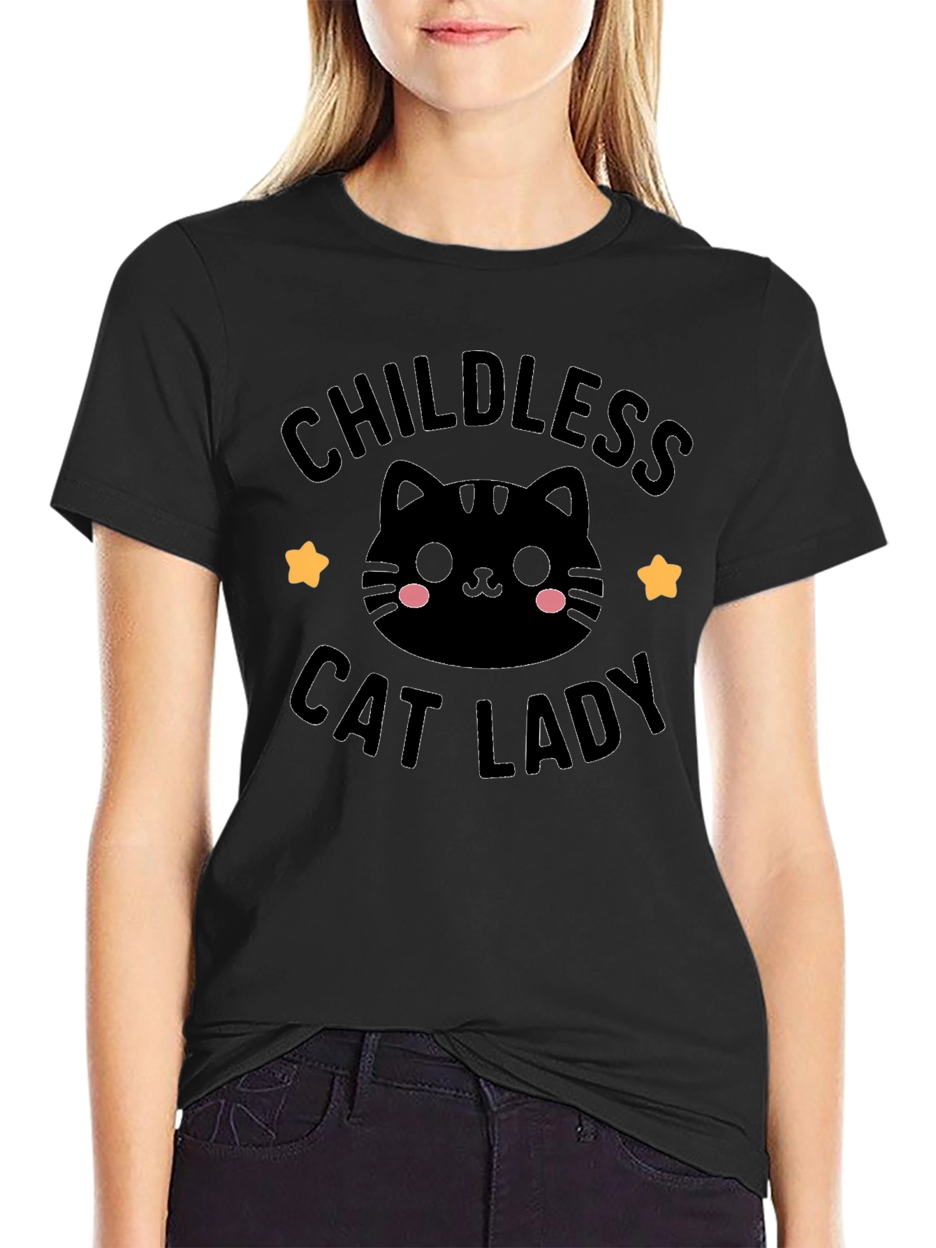 Childless Cat Lady Black Graphic Tee