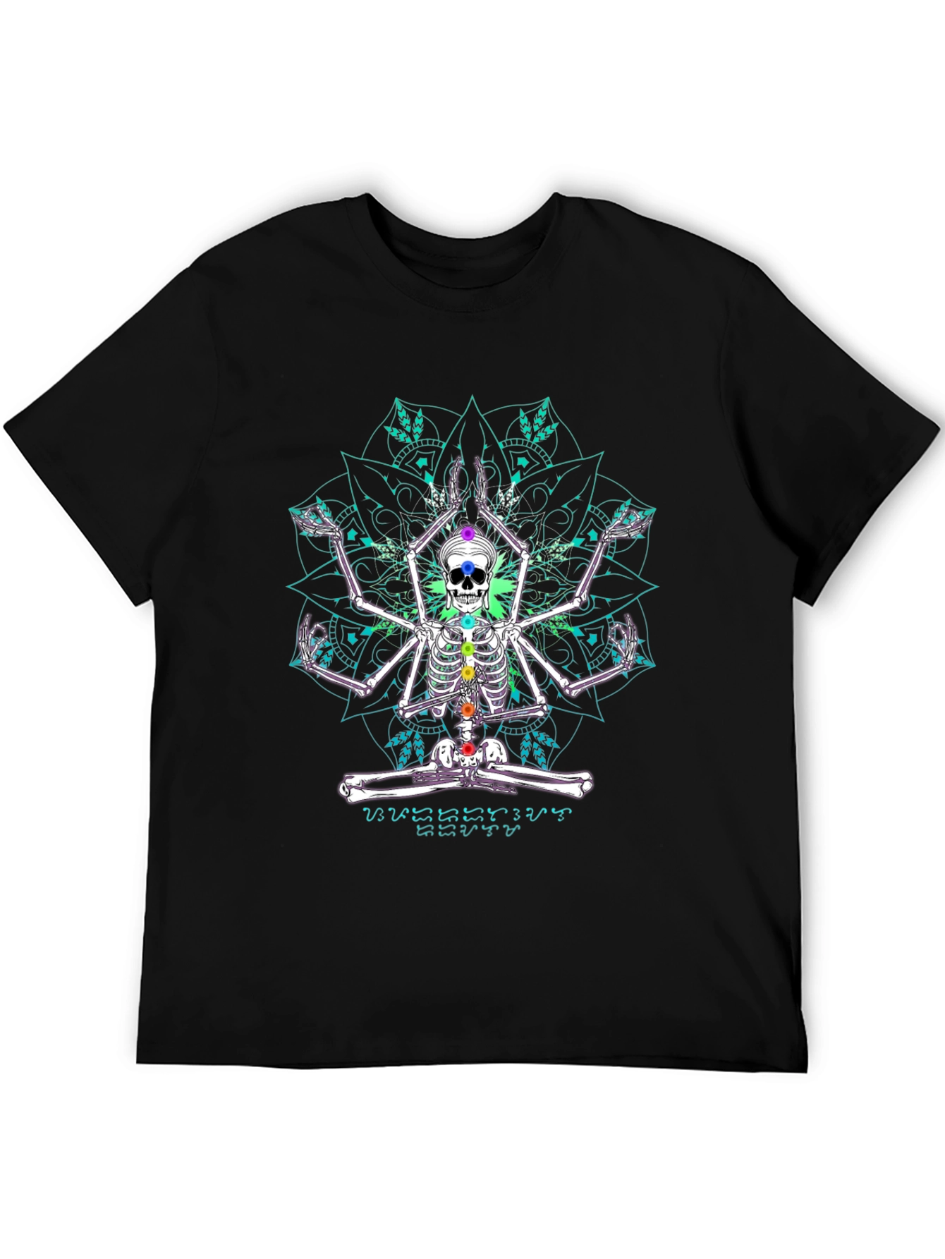 Skeleton Yoga Chakra Mandala Graphic Tee
