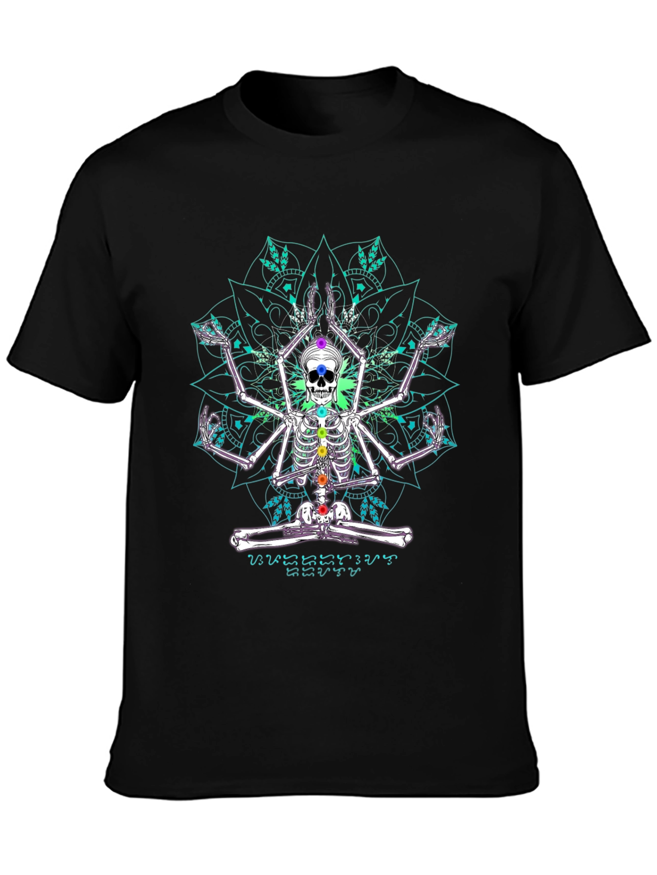 Skeleton Yoga Chakra Mandala Graphic Tee