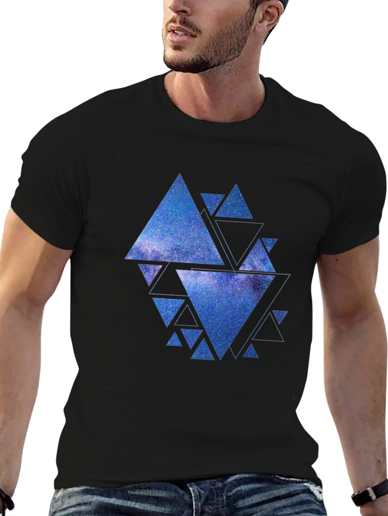 Galaxy Triangles Graphic Tee - Black