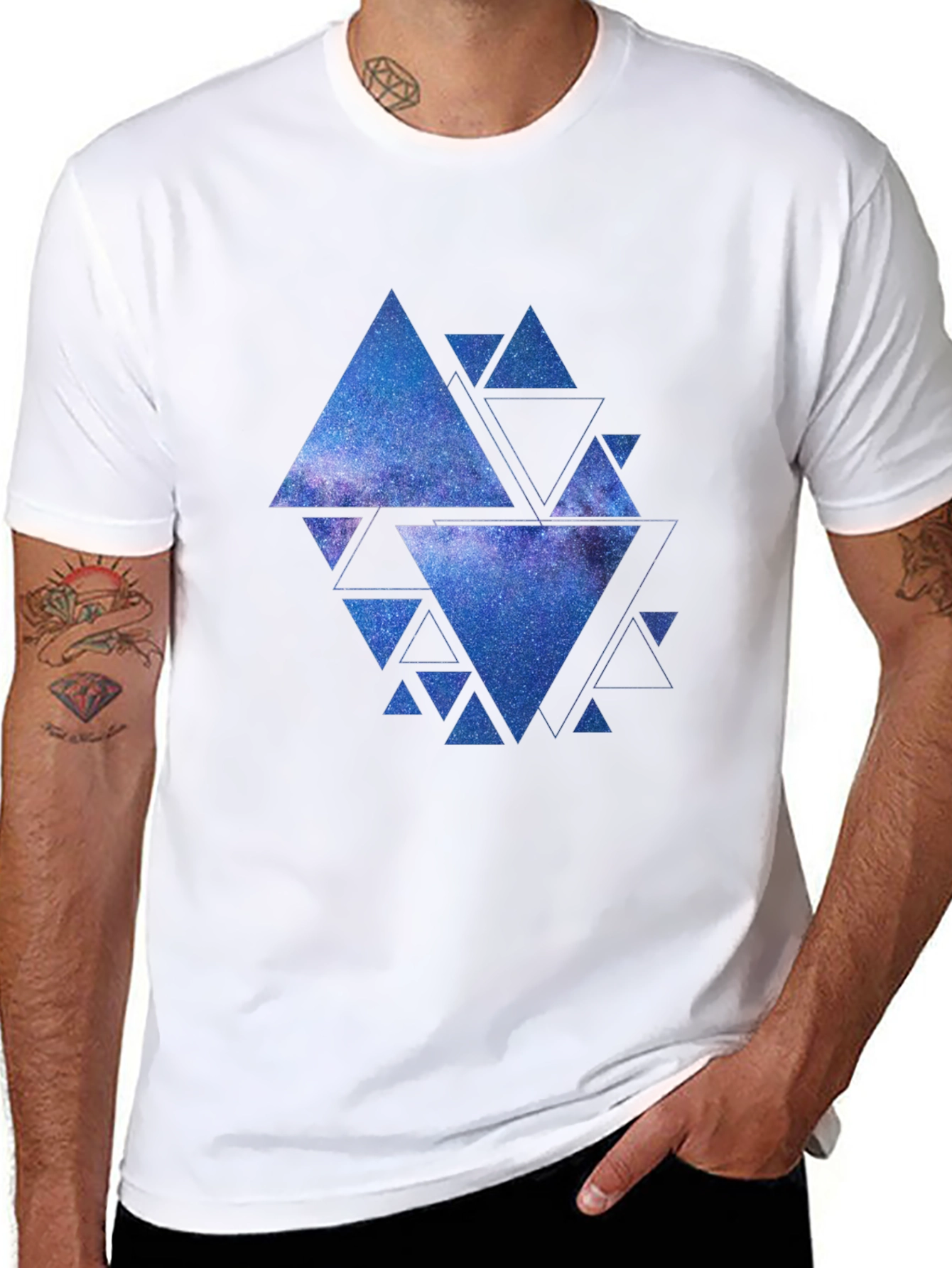 Galaxy Triangles Graphic Tee - Black