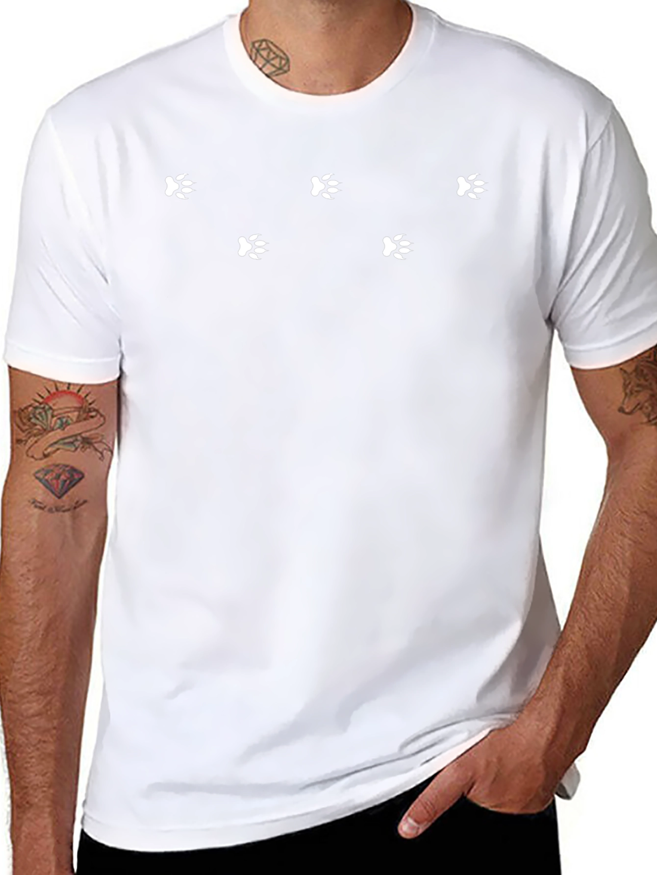 Black T-Shirt with White Paw Prints