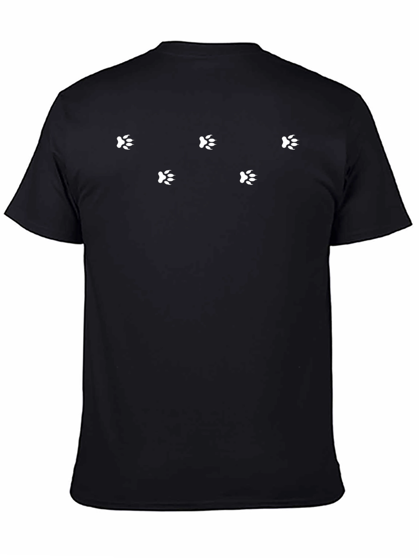 Black T-Shirt with White Paw Prints