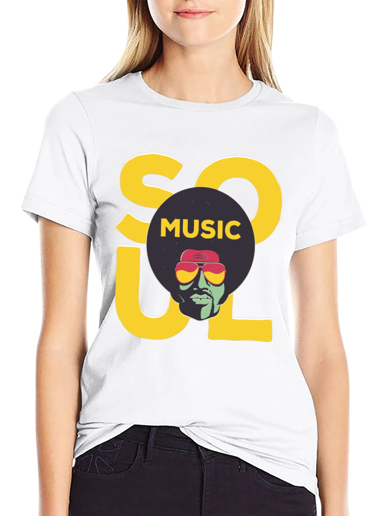 Soul Music Graphic Print Black T-Shirt