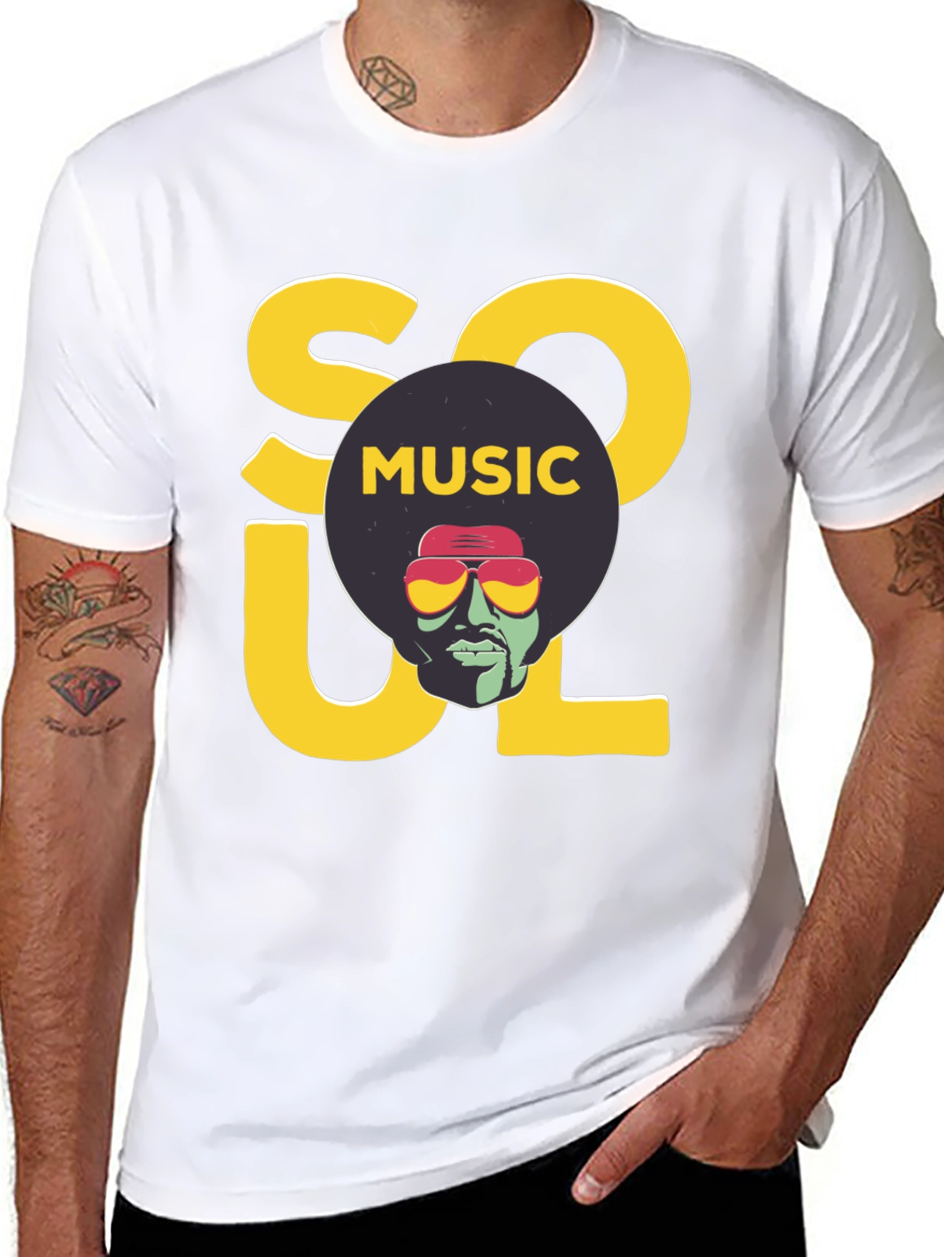 Soul Music Graphic Print Black T-Shirt