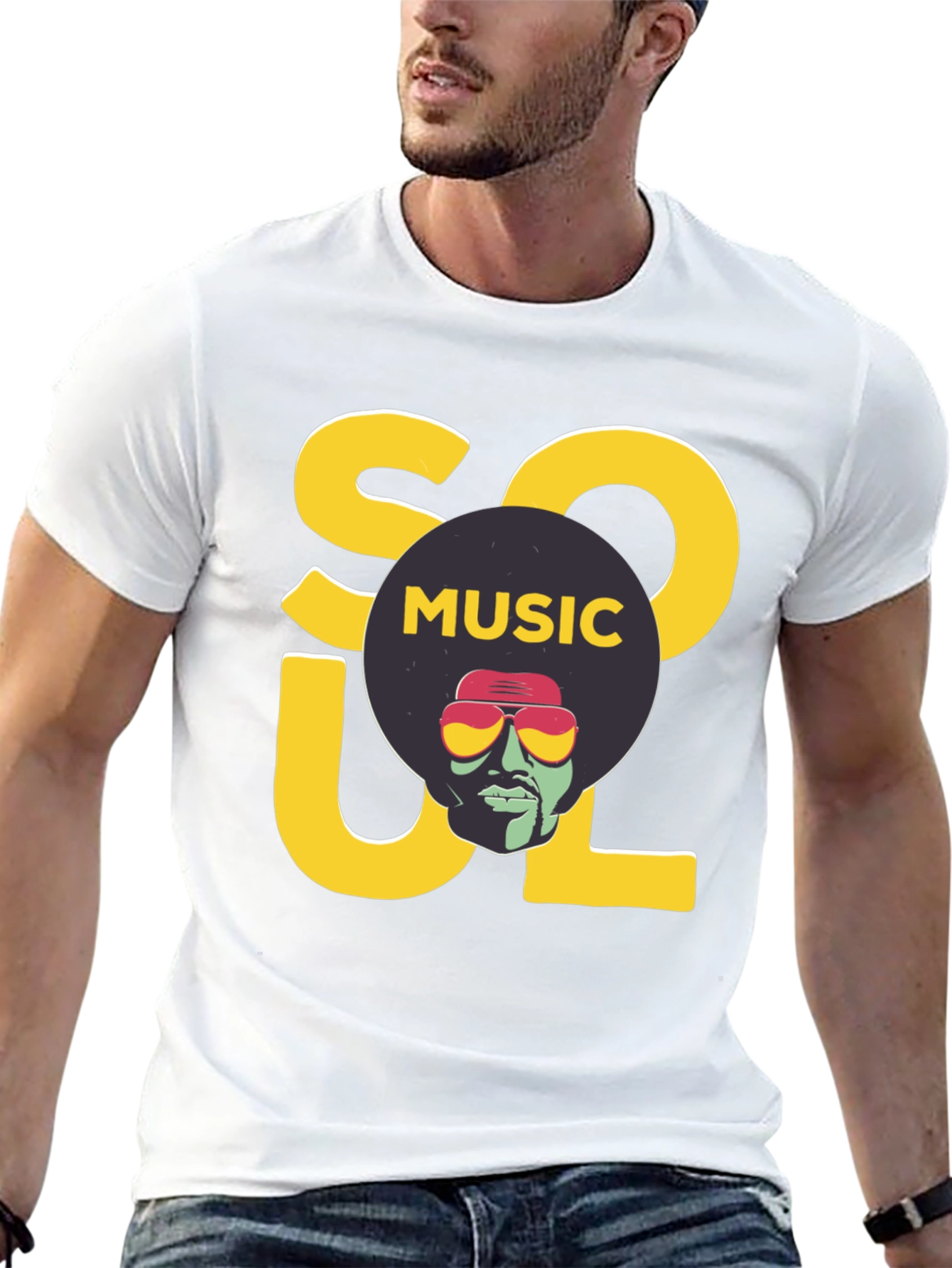 Soul Music Graphic Print Black T-Shirt
