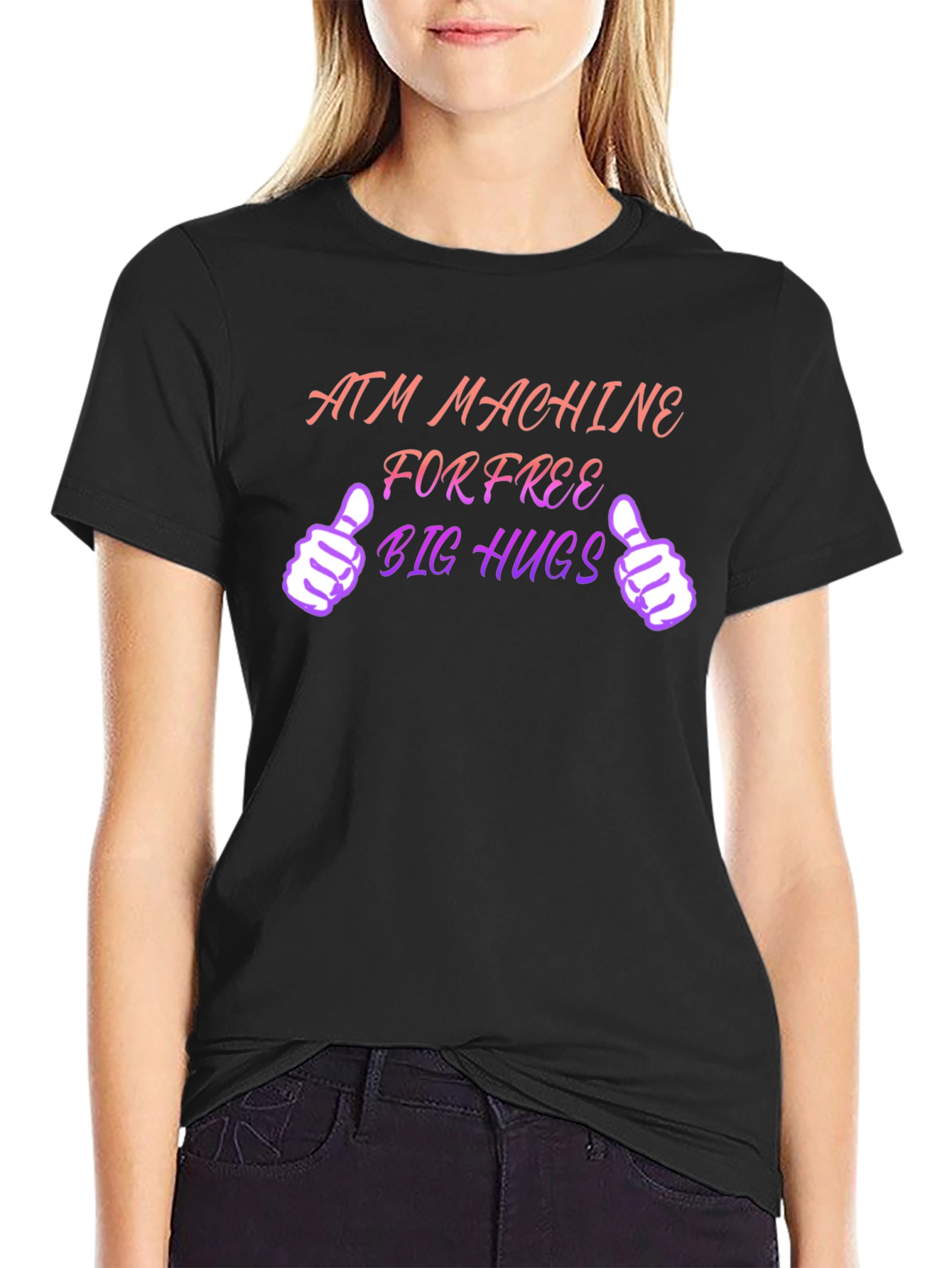 ATM Machine for Free Big Hugs Black T-Shirt