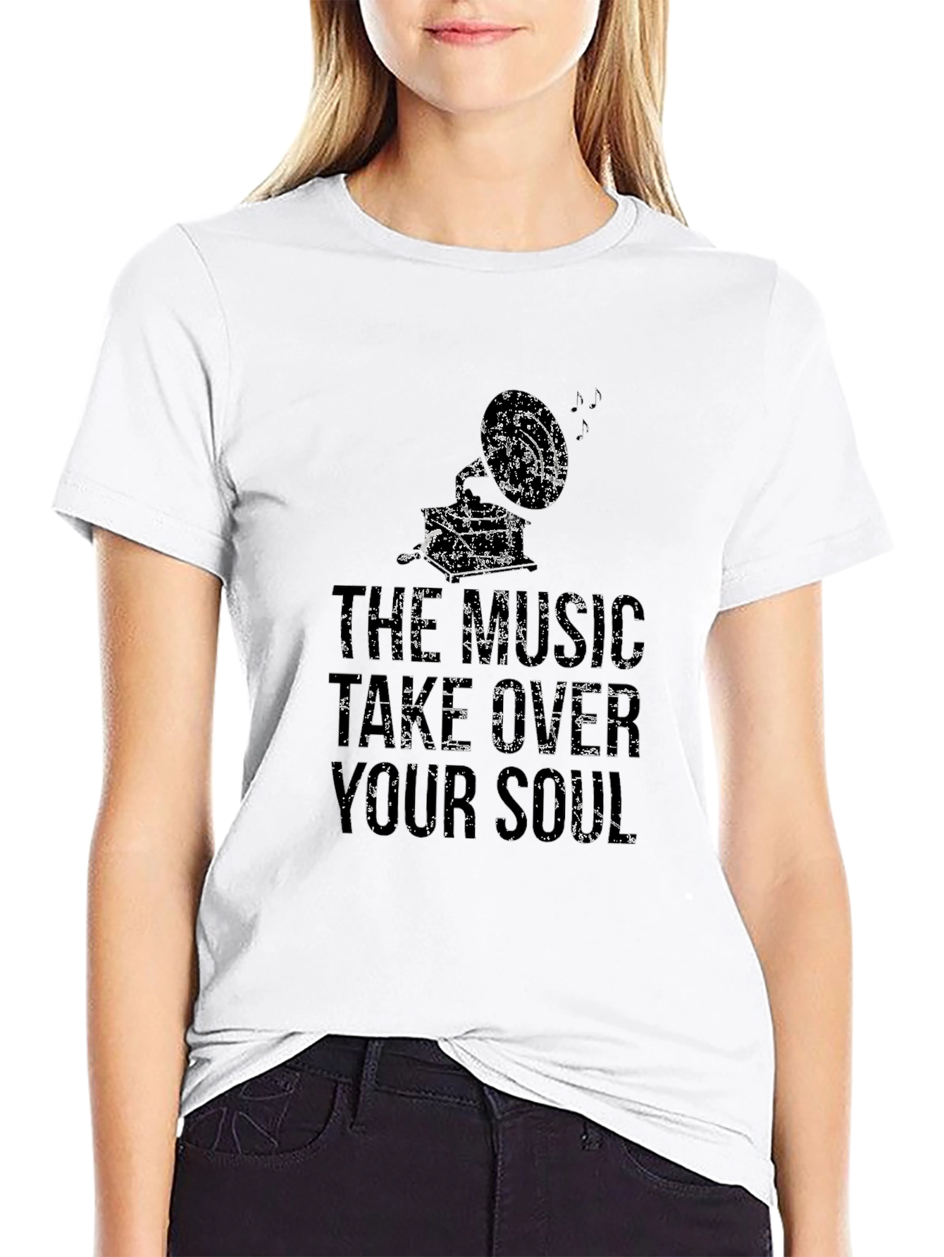 Music Take Over Your Soul Mens Black Graphic Tee
