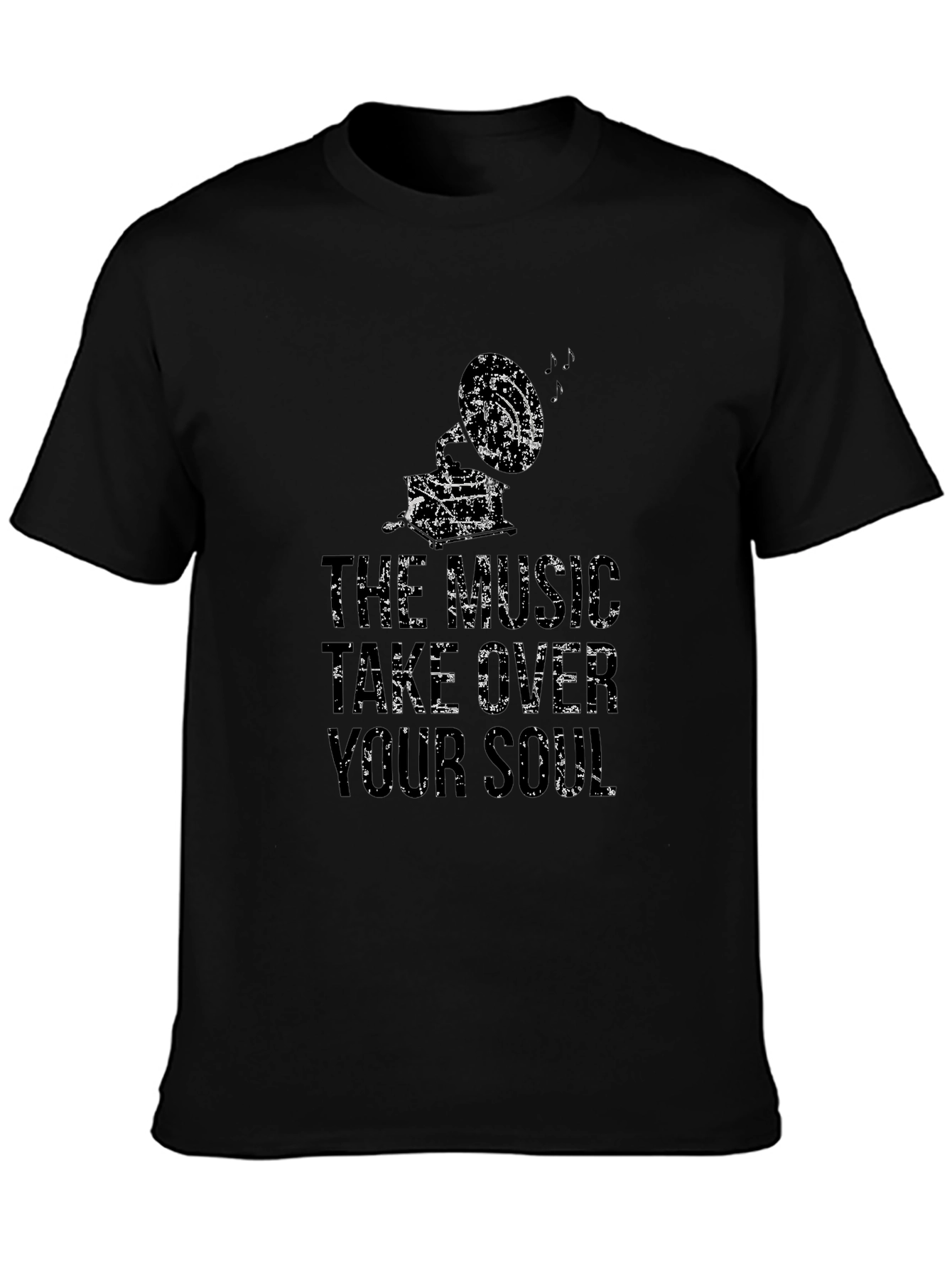 Music Take Over Your Soul Mens Black Graphic Tee