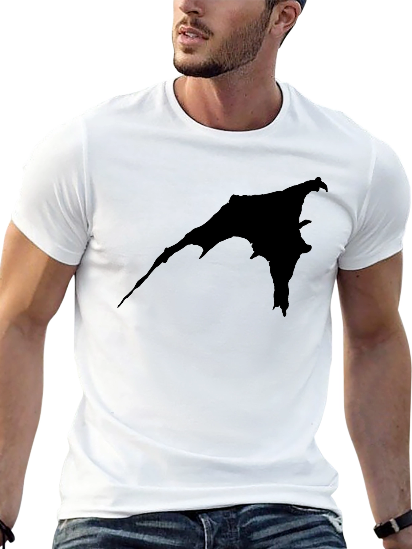 Black Graphic Tee - Bat Silhouette Print