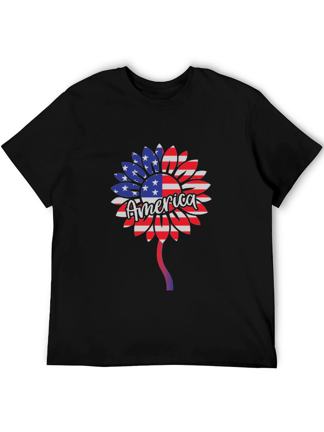 Patriotic Sunflower T-Shirt - USA Flag Design