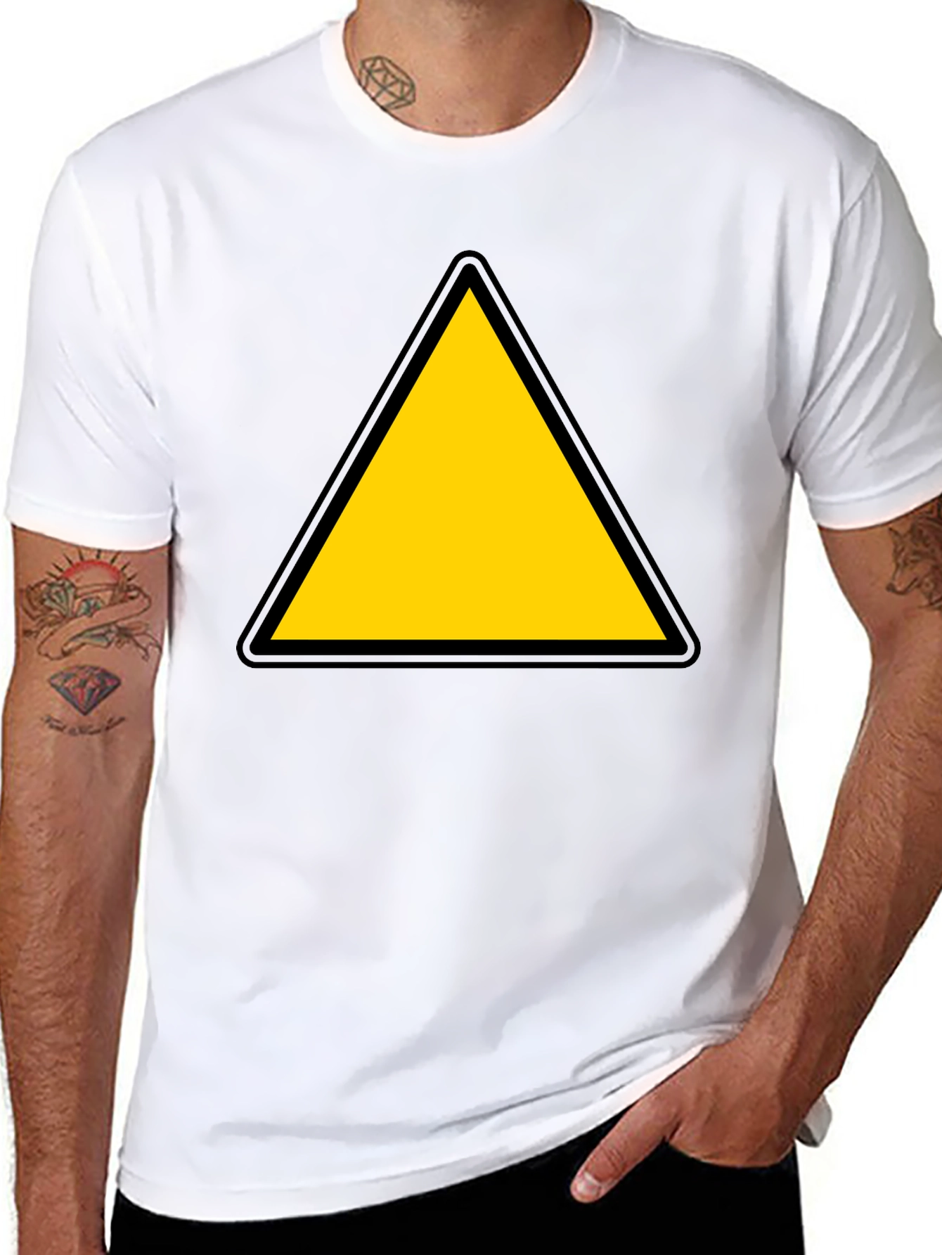 Caution Triangle T-Shirt - Bold Graphic Tee