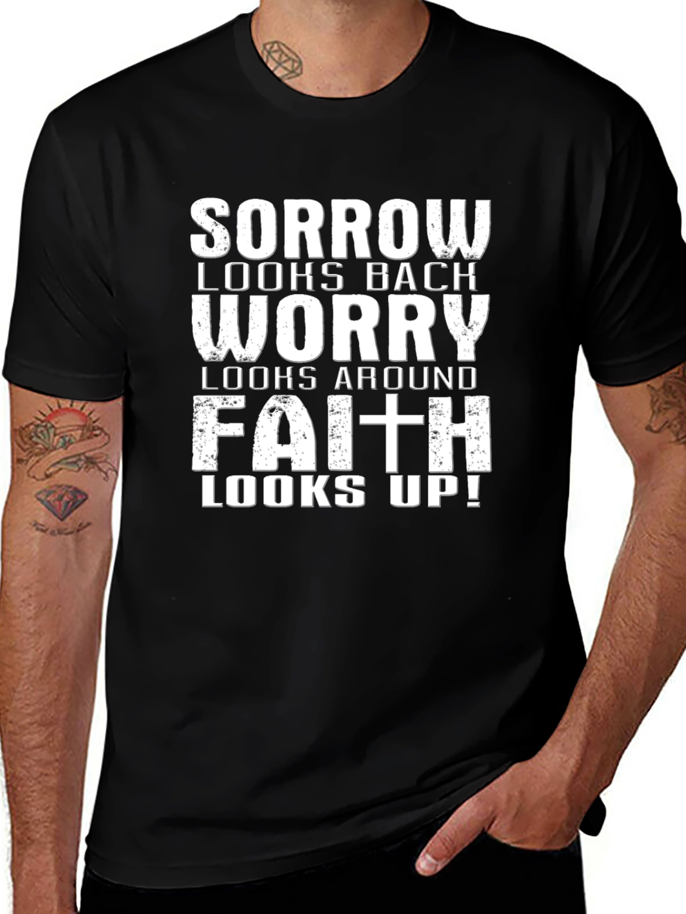 Faith Looks Up T-Shirt | Inspirational Black Tee