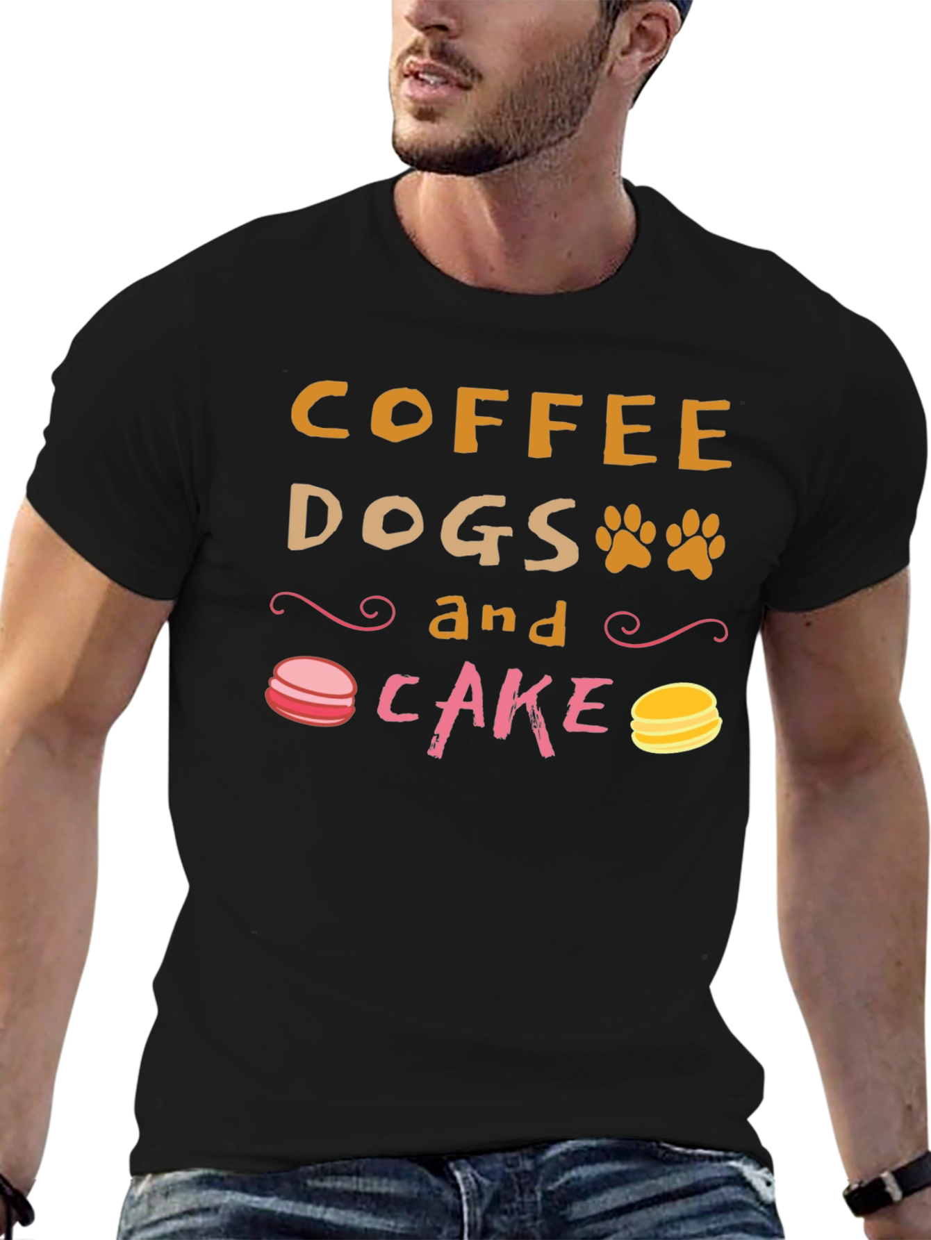 Coffee Dogs and Cake Black T-Shirt